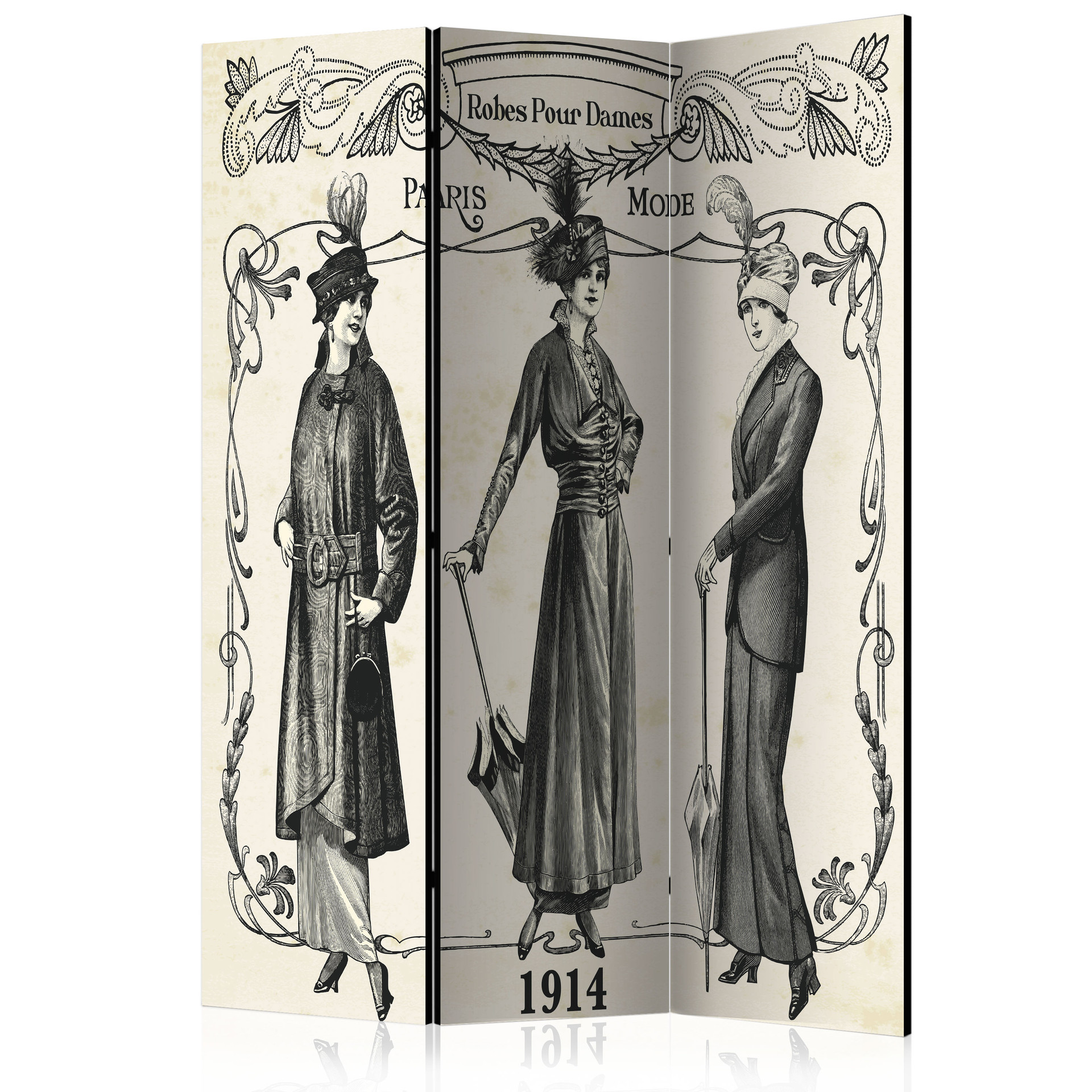 Screen room divider - Kjole 1914, 3-delt