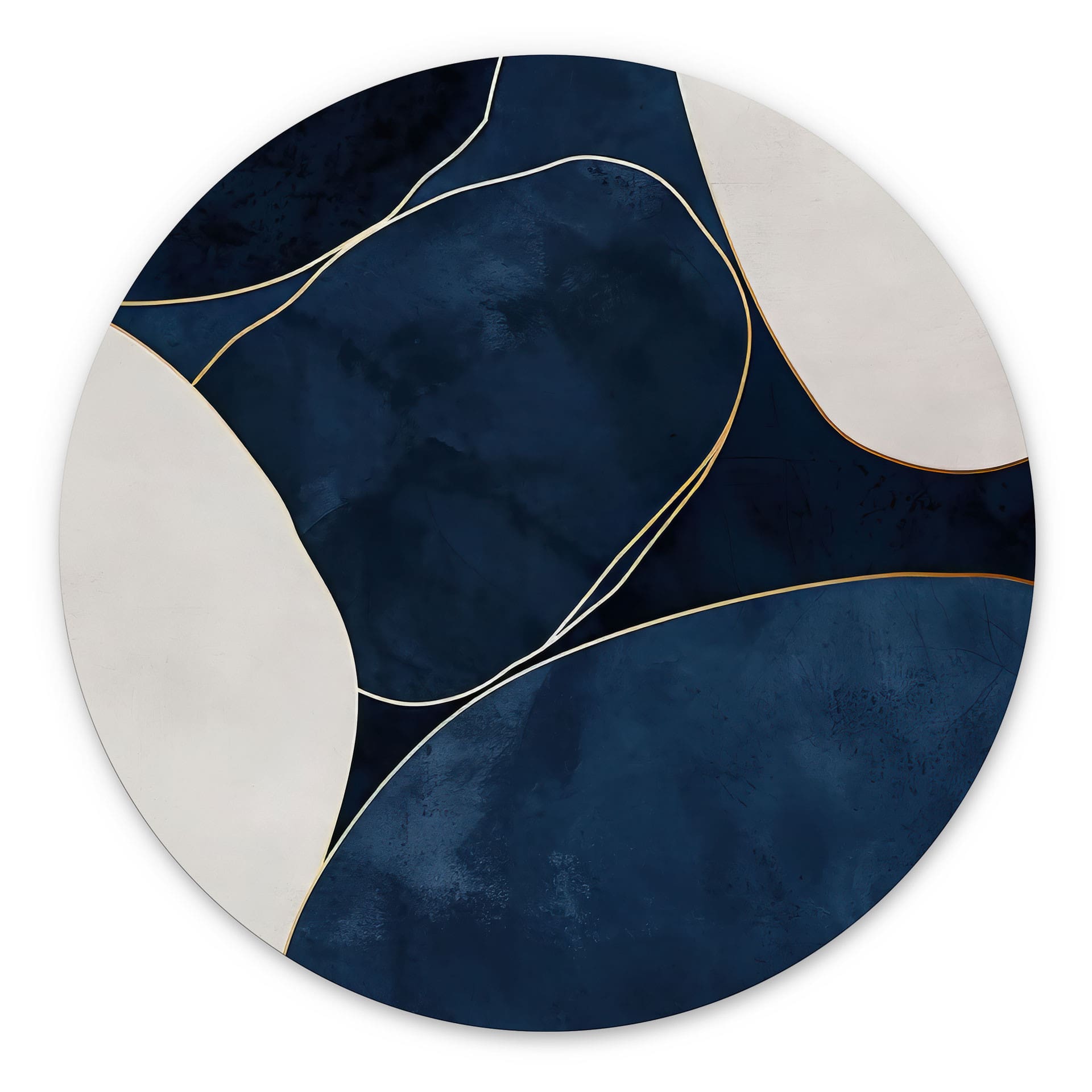 Wandbild Geometrische Balance in Blau und Weiß - Paksoylu - Alu-Dibond Rund