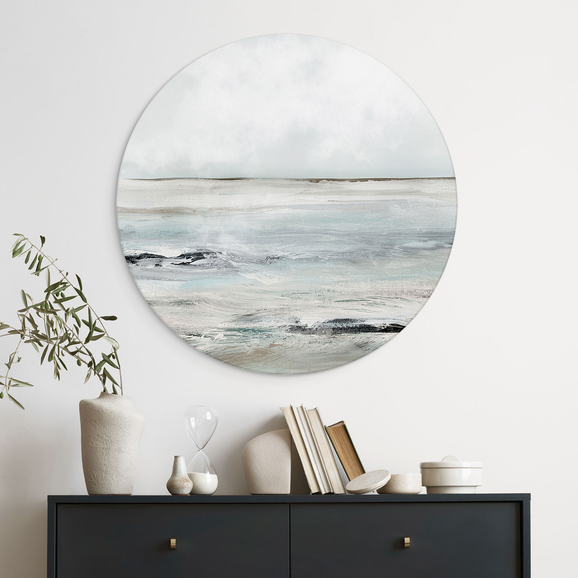Vægcirkel Bølger ved Sandy Bay - Hobday – print på aluminium (Alu-Dibond)