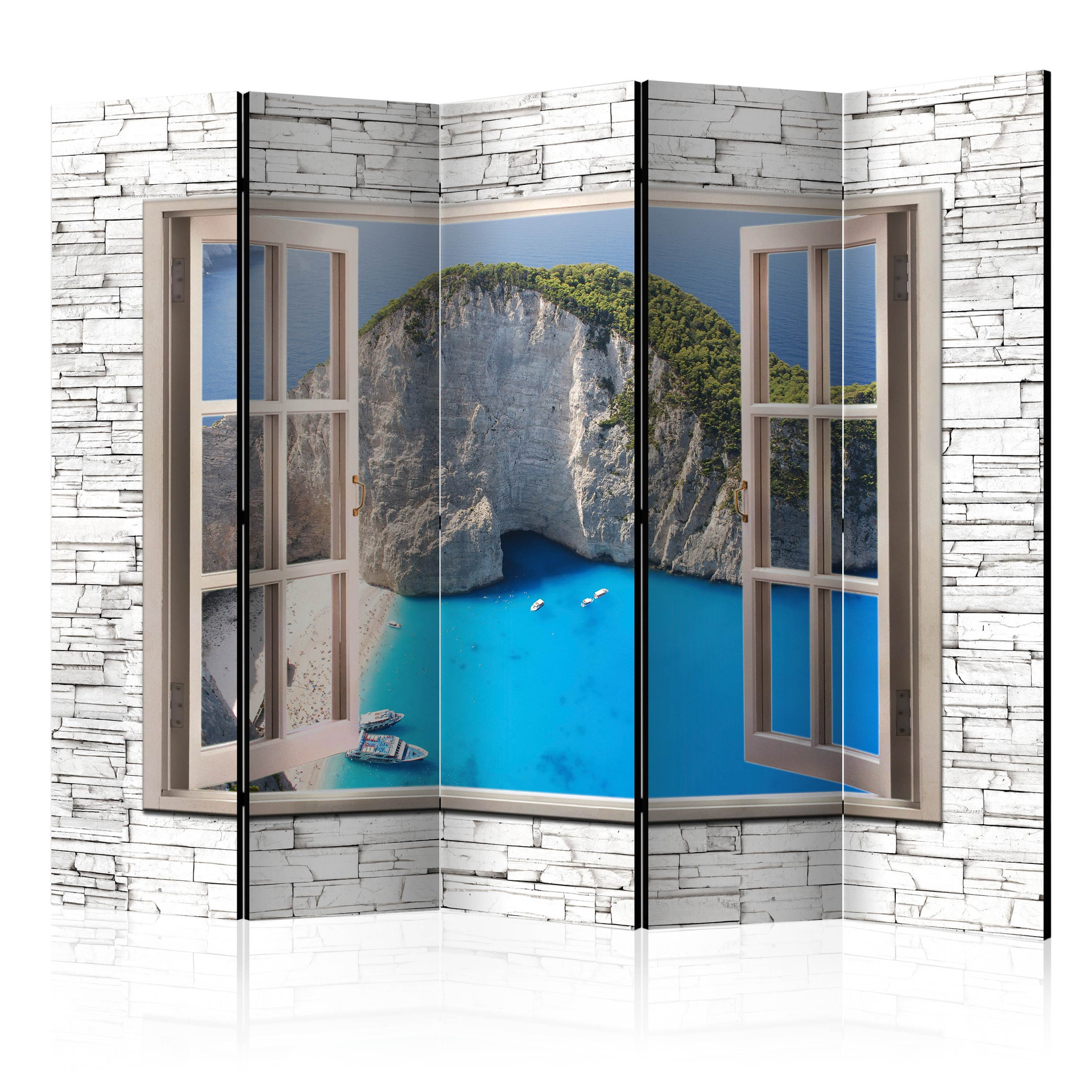 Screen room divider - Azure paradise, 5-delt - 225x172 cm
