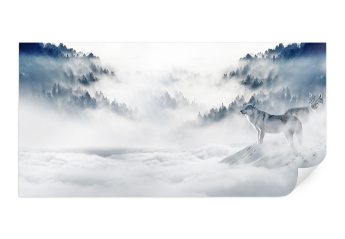 Poster - Wölfe im Schnee - Panorama