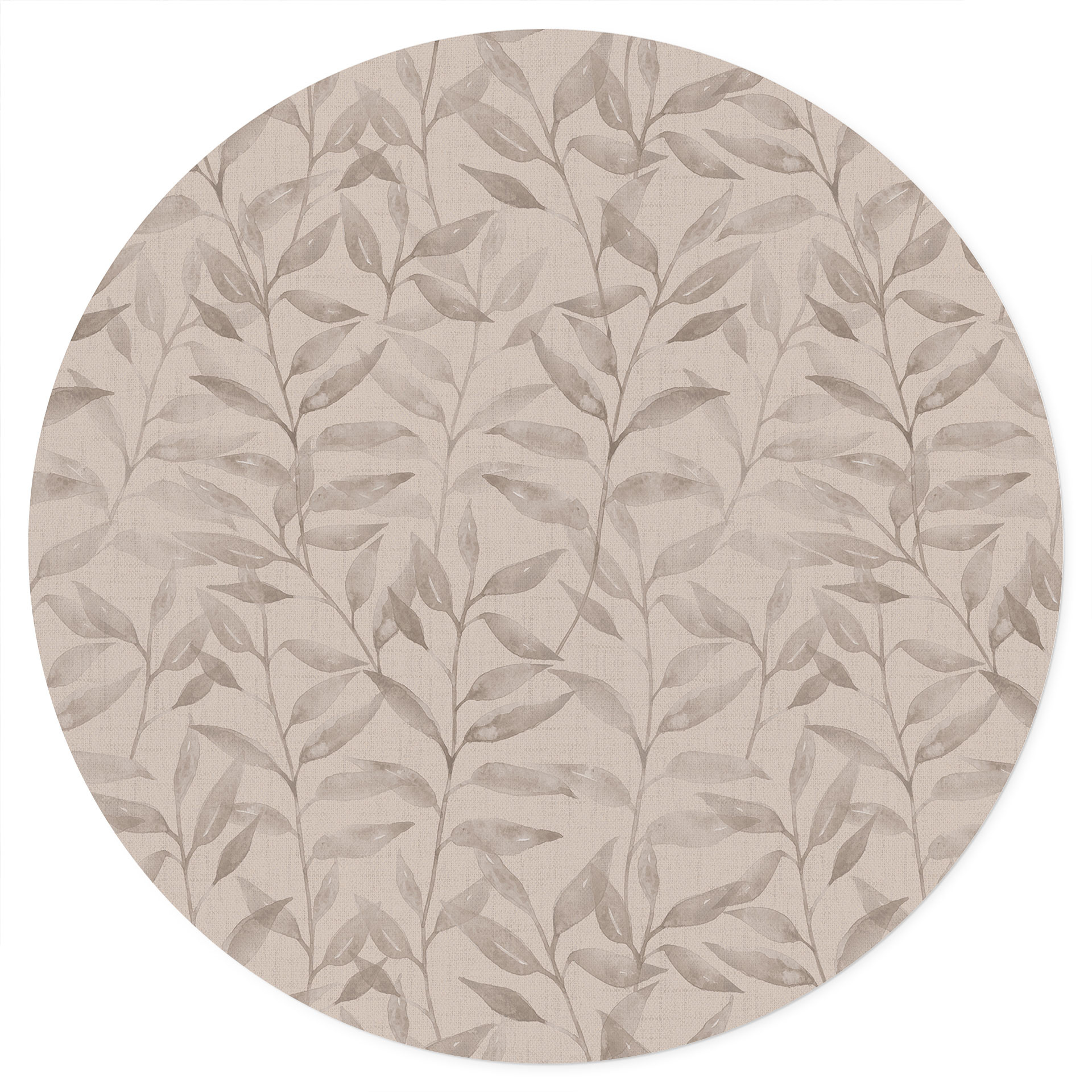 Wandtattoo Zarte Aquarell-Blätter - Beige - Bloomery Decor - Rund