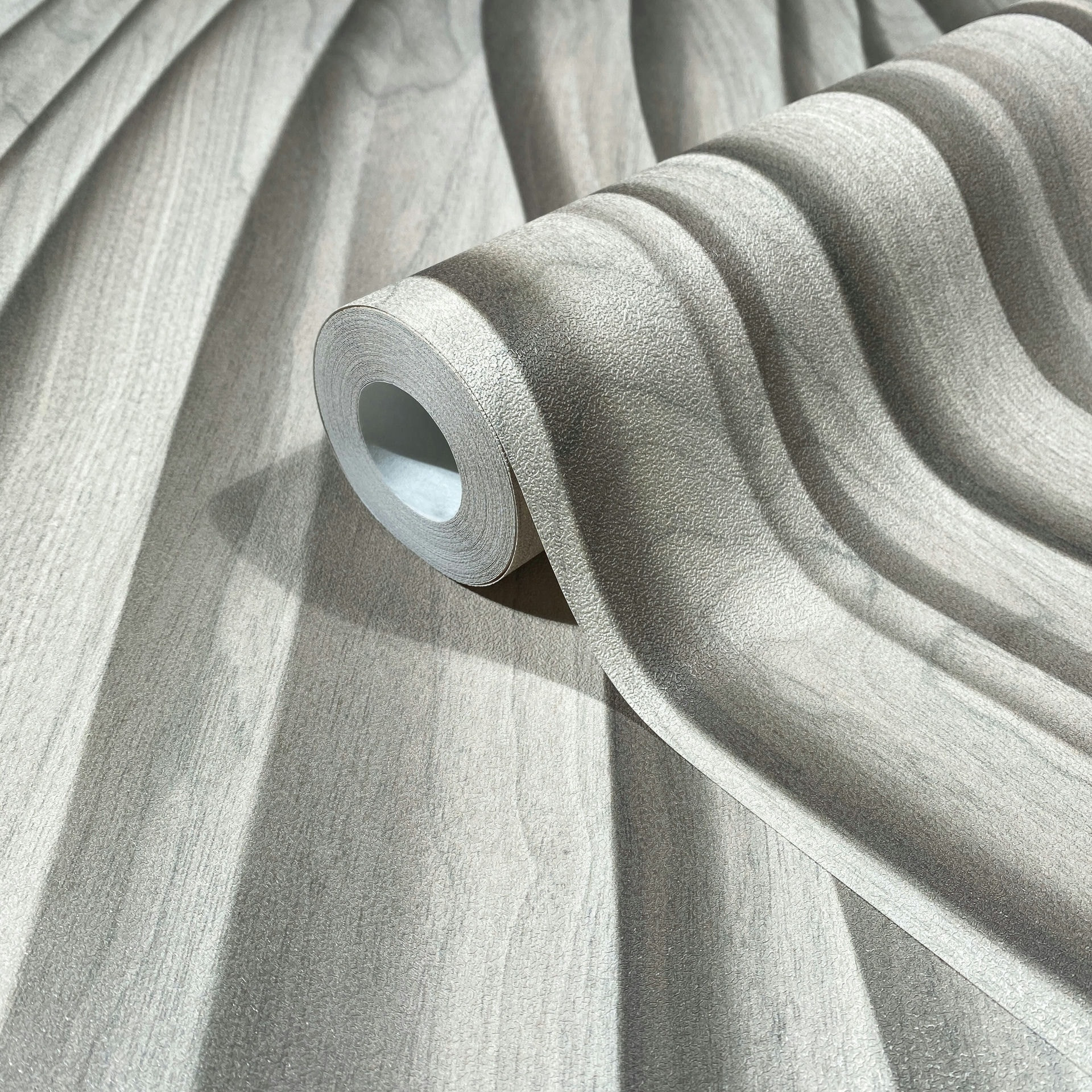 Vliesbehang in beige 3D-effect houtlook paneelstructuur hout modern