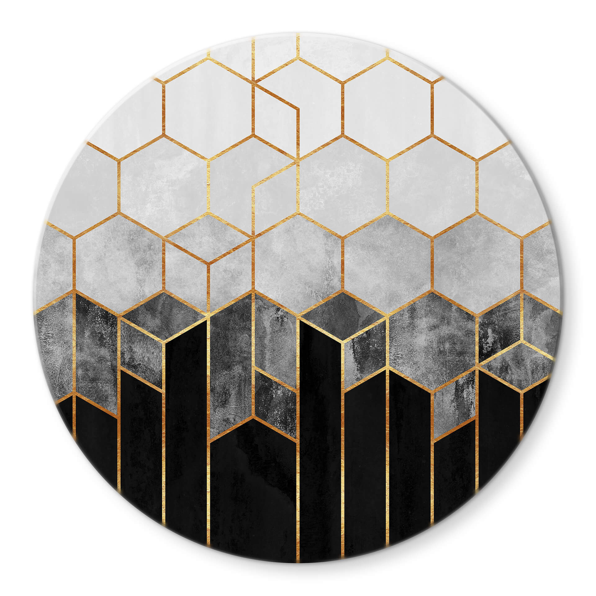 Tableau sur verre Fredriksson - Hexagones : noirs et gris