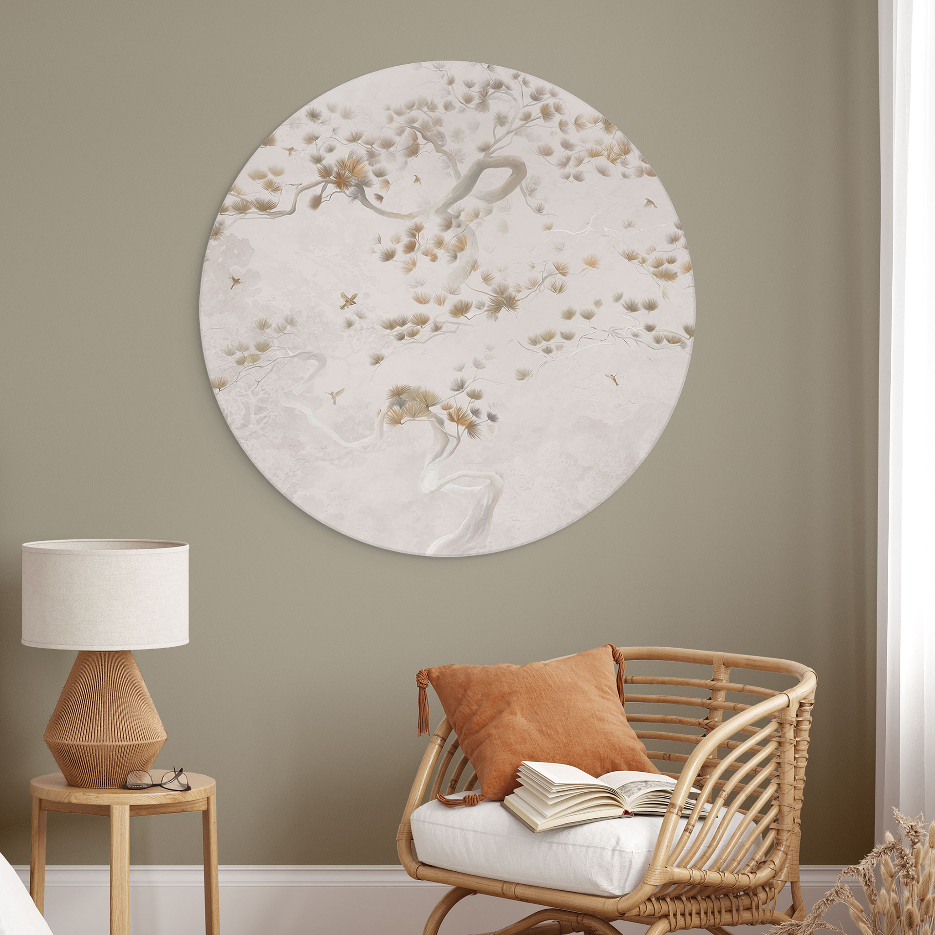 Wanddecoratie Elegant grenen in Aziatische stijl - Ms Tiff - Alu-Dibond Rond