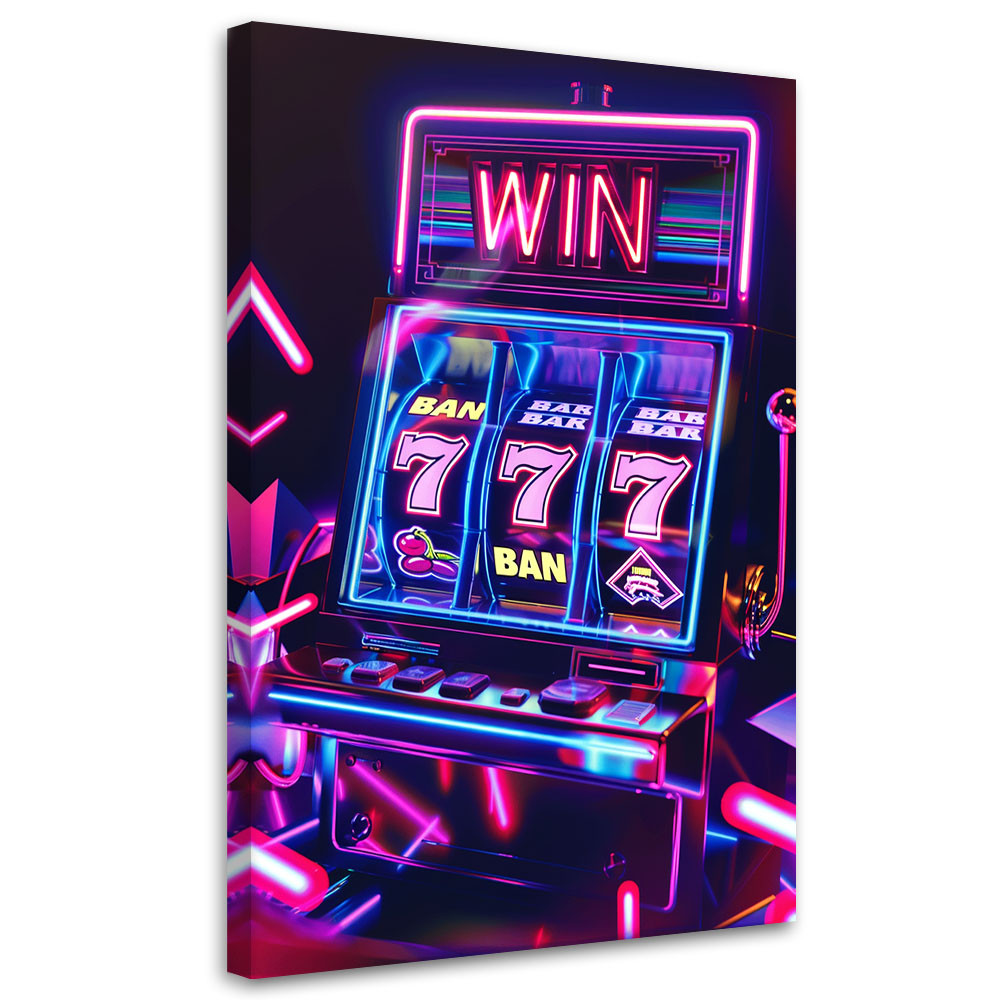Leinwandbild Neon-Spielautomat