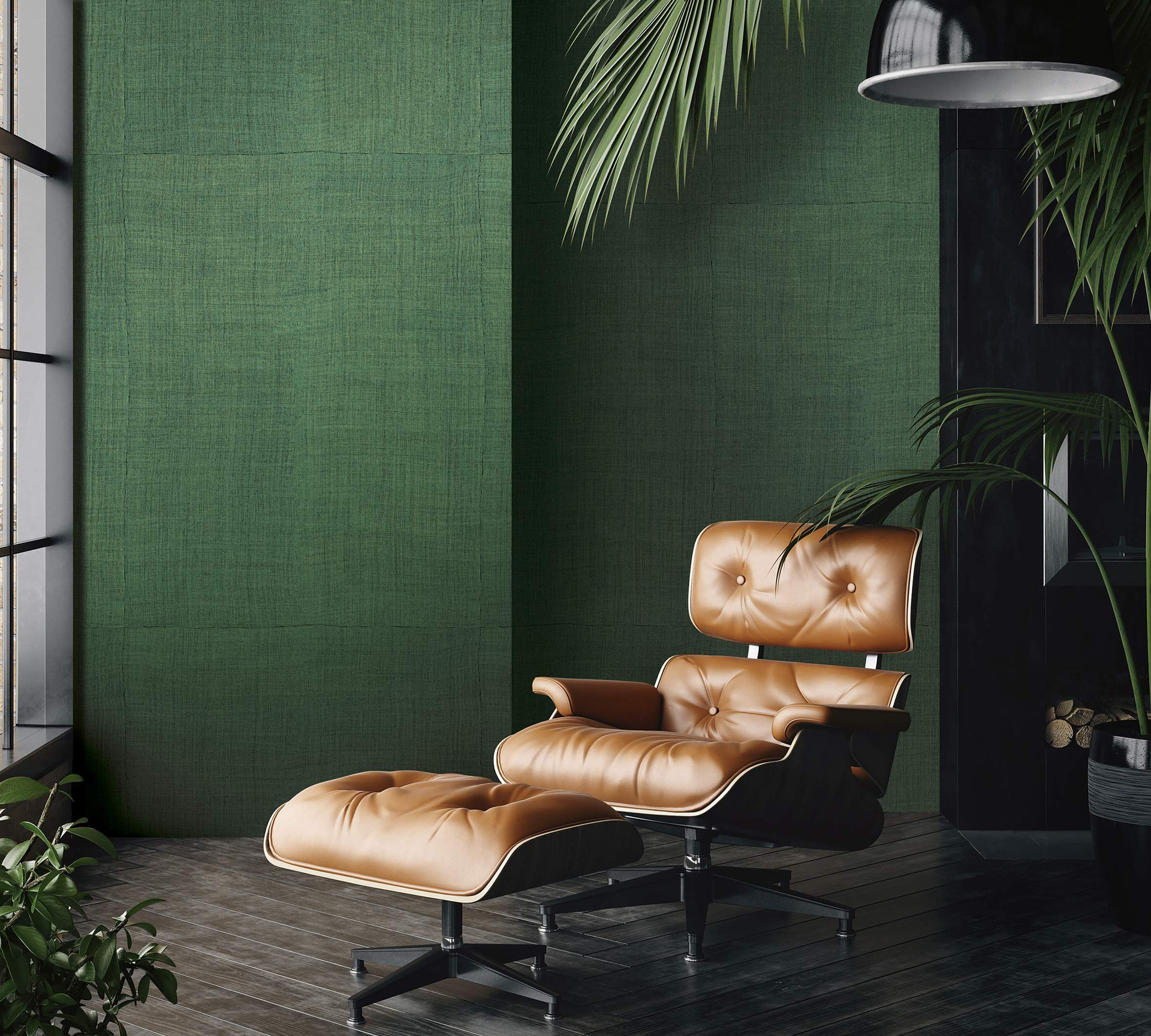 Fotobehang met geweven tegels, groene textuur 3.40 x 2.12 m