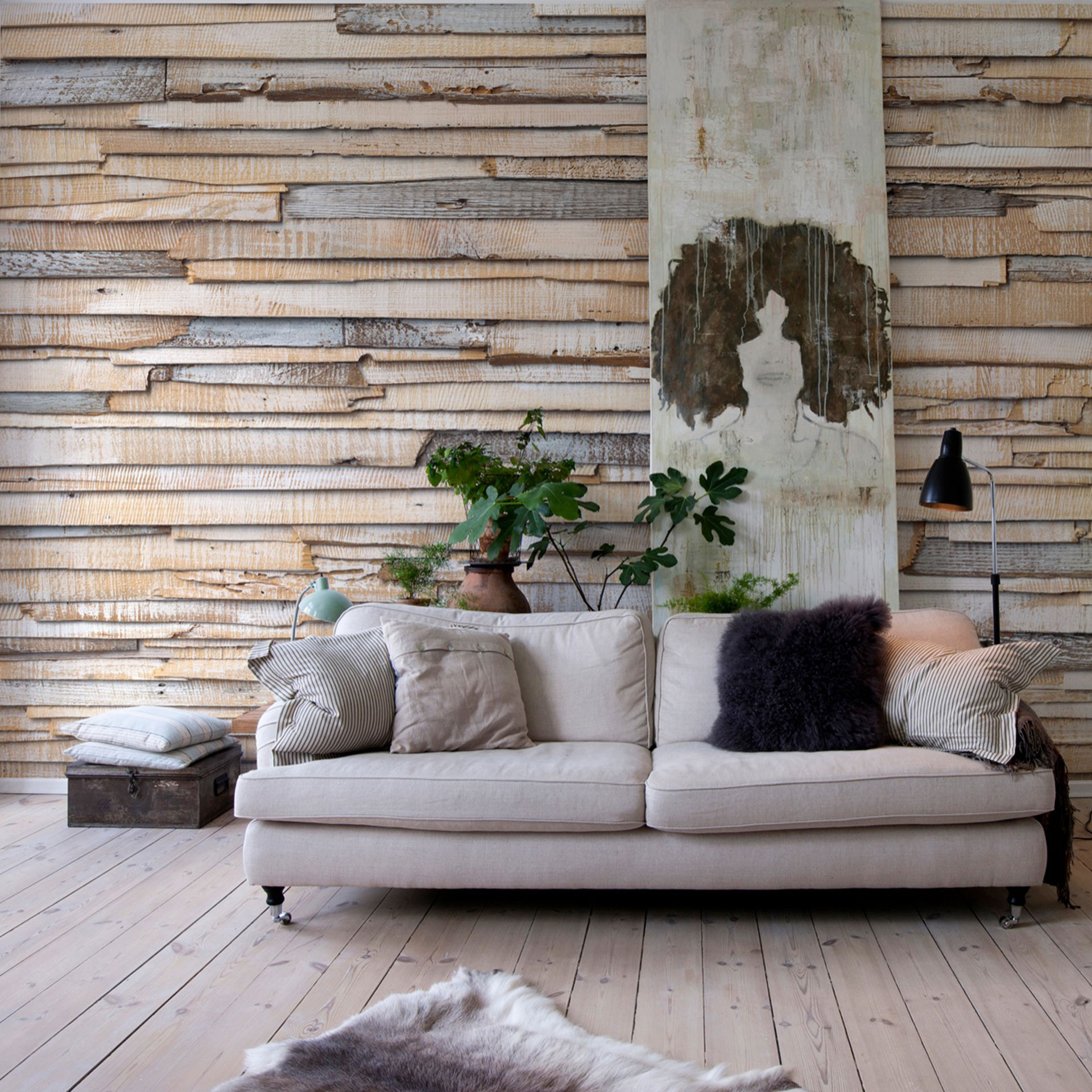 Fotobehang Papierbehang Whitewashed Wood