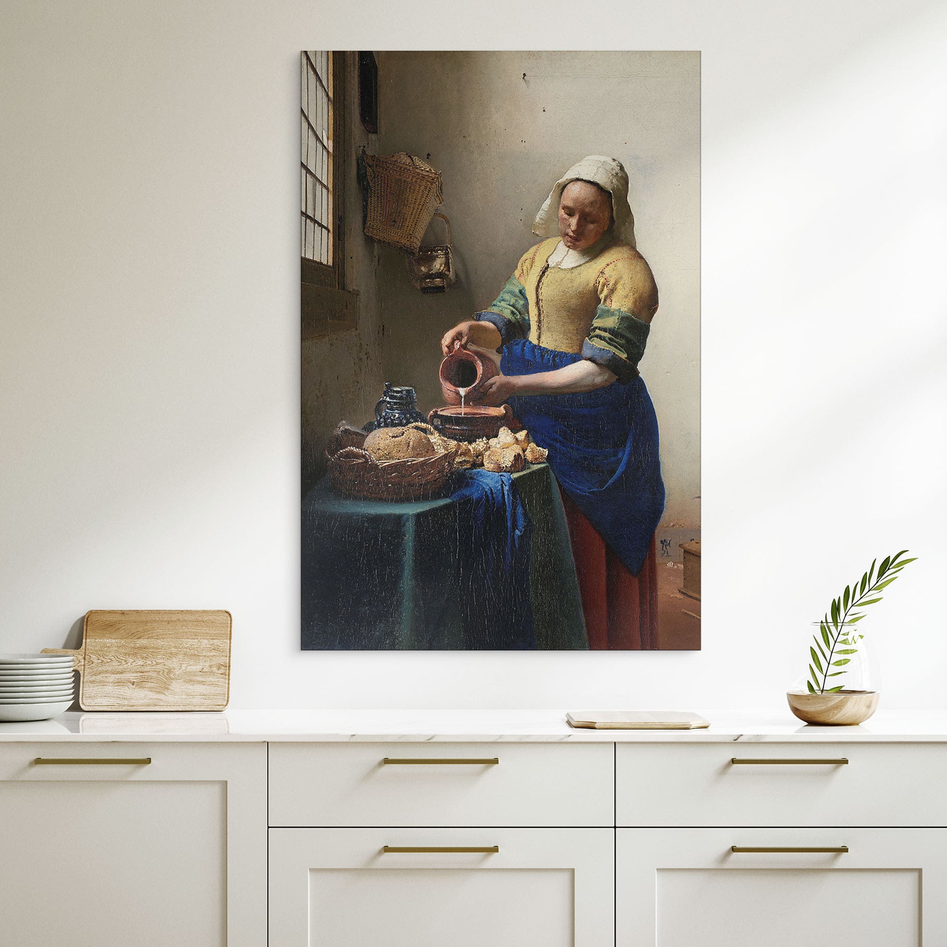 Wandbild Vermeer - Das Mädchen mit dem Milchkrug - Alu-Dibond