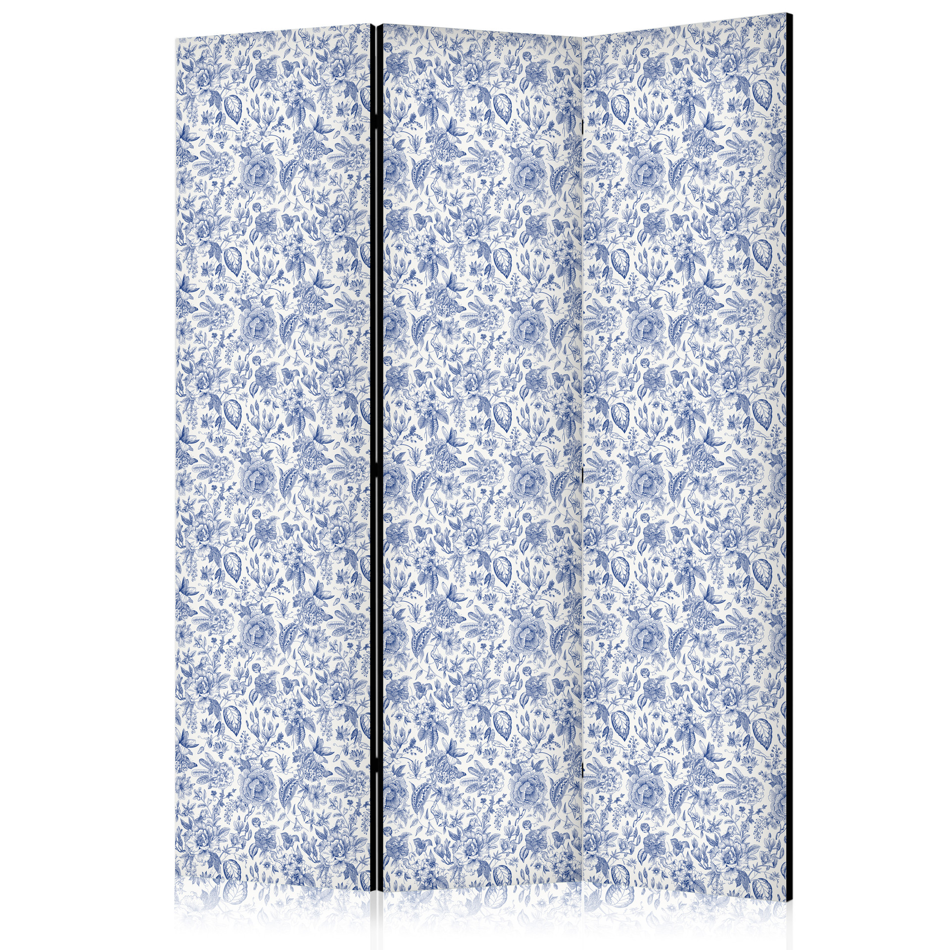 Paravent, Raumteiler freistehend, Trennwand - Vintage Blue Flowers
