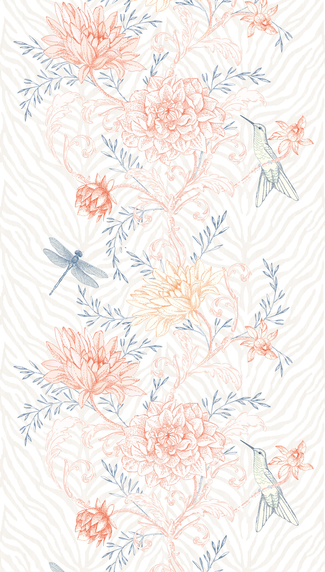 behang bloemen kleurrijk oranje - vliesbehang bloemen planten Livingwalls - mat en glad