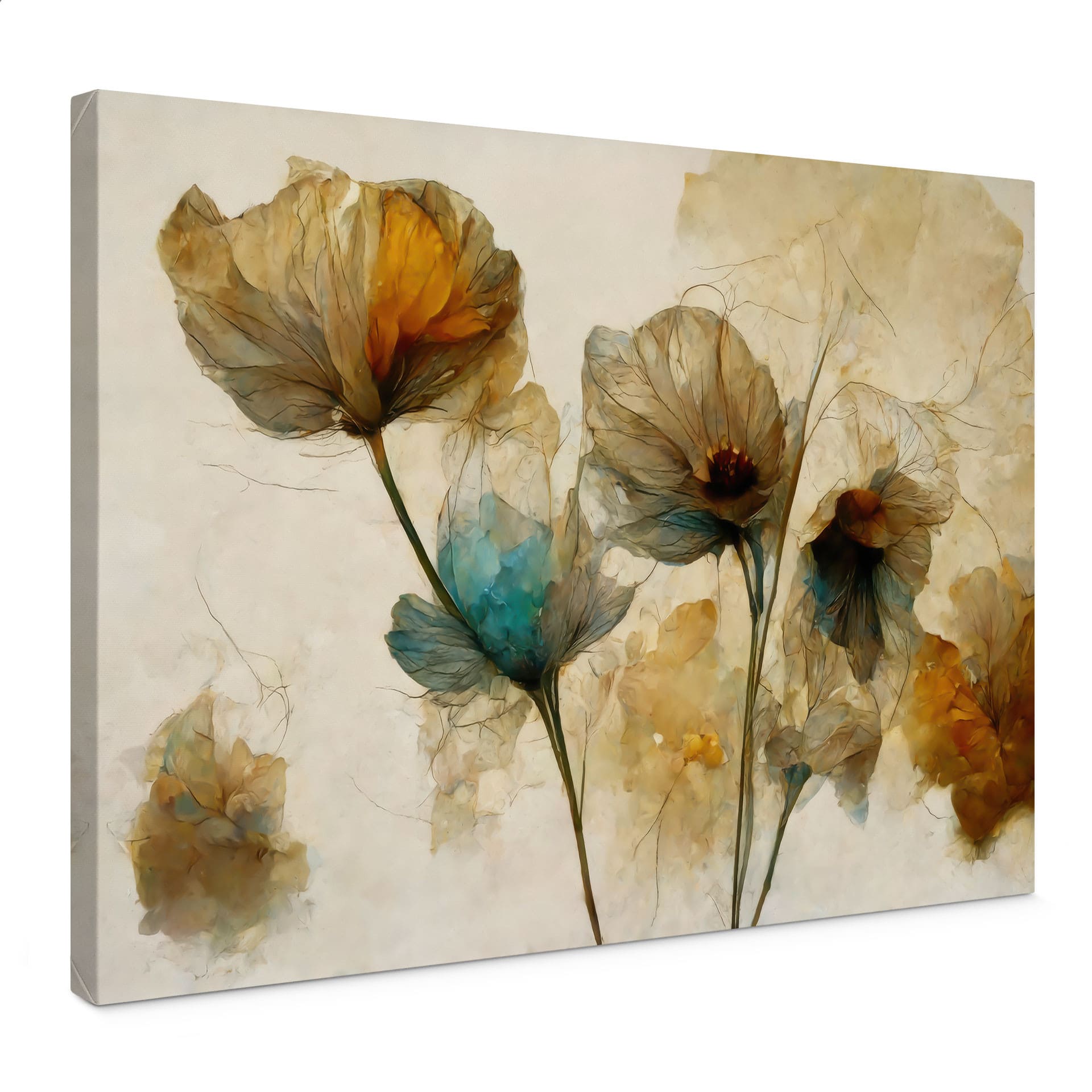 Tableau sur toile Fleurs de coquelicot séchées au look vintage - Treechild