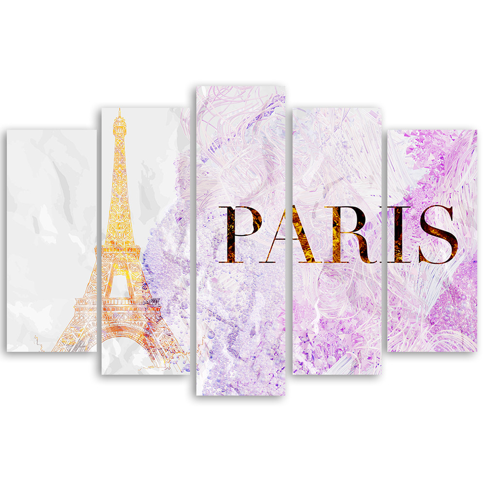 Lærred print 5 styk, Paris Eiffel Tower Glamour