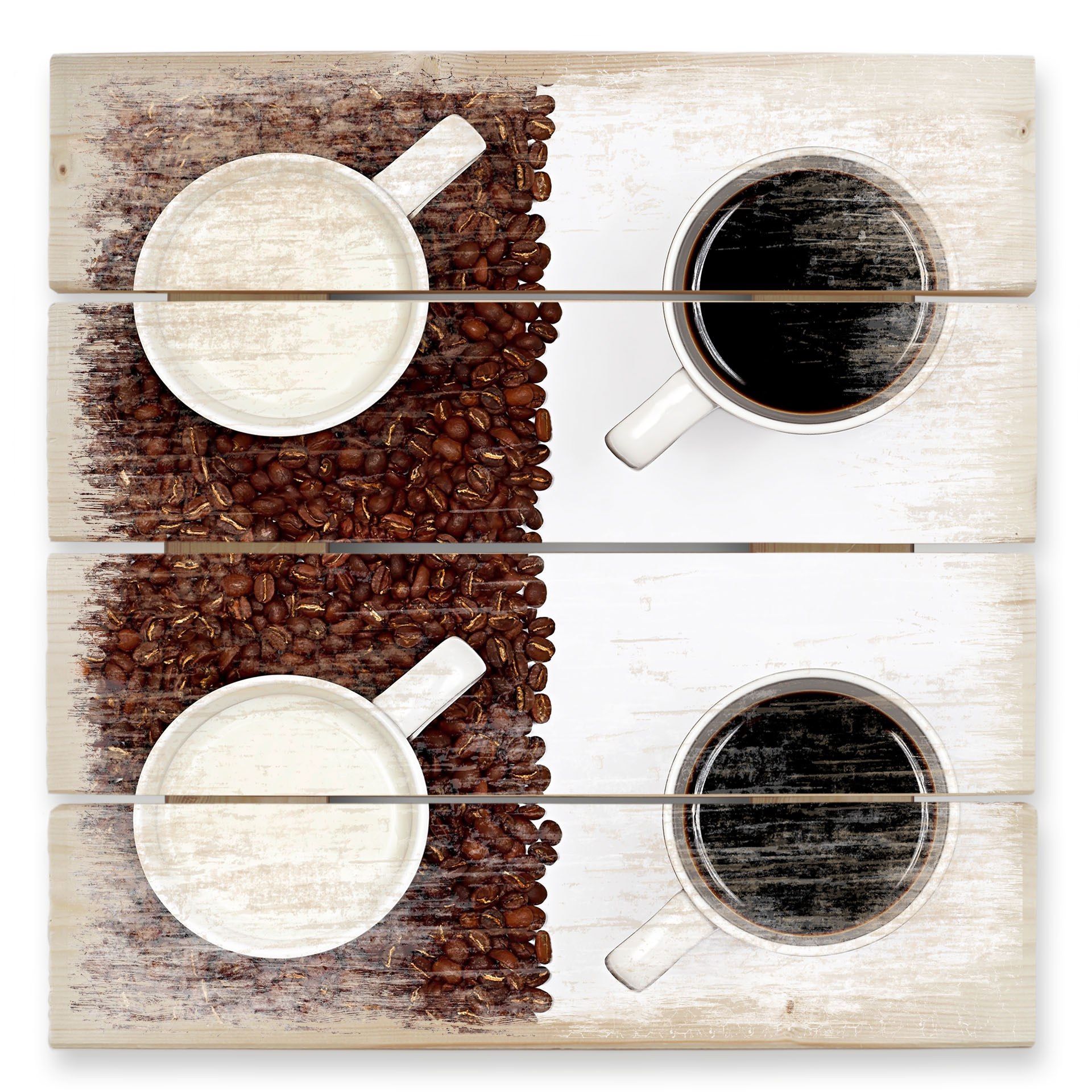 Obraz drewniany Lavsen - White Espresso - 40x41,5 cm