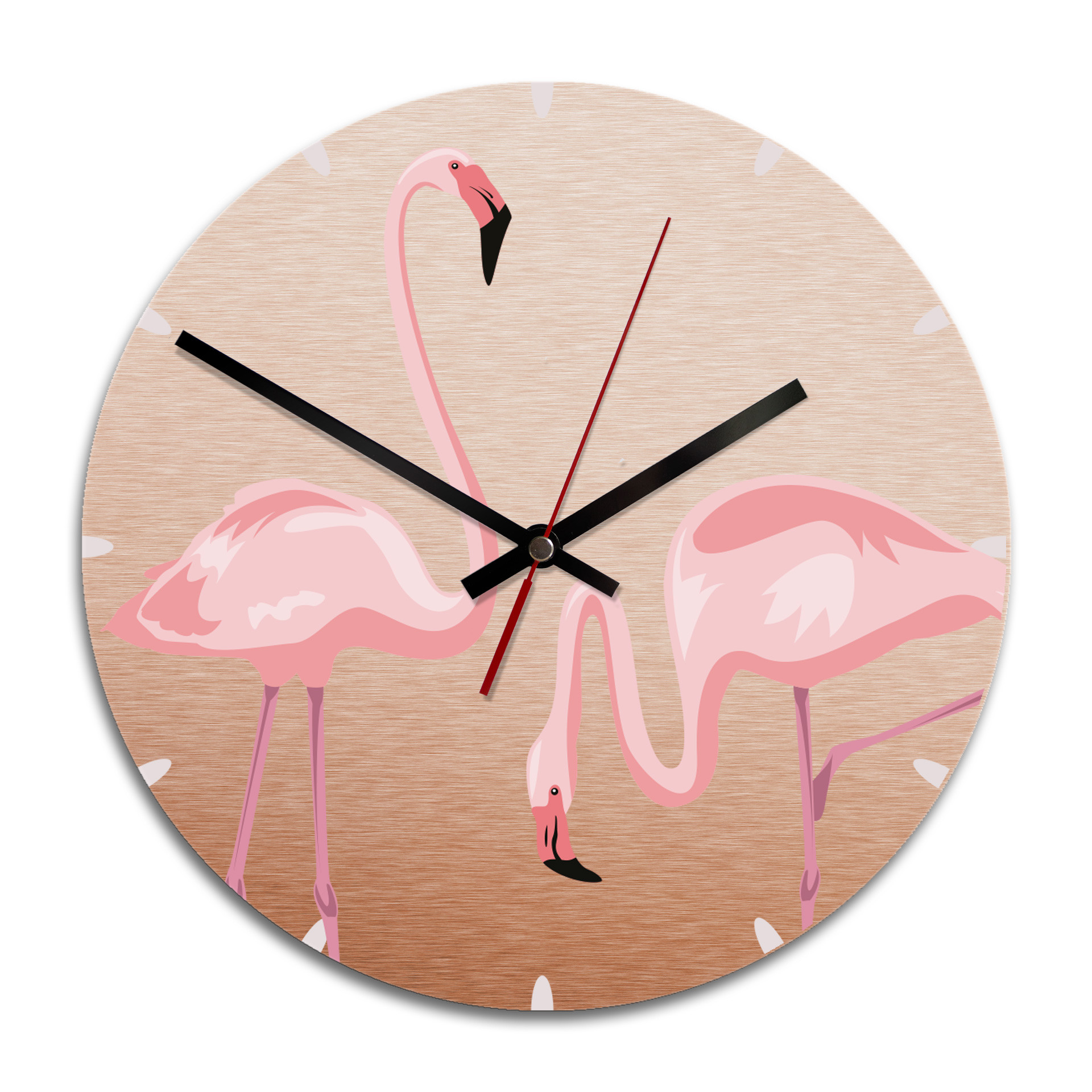 Wandklok Alu-Dibond met Kopereffect Flamingo 04
