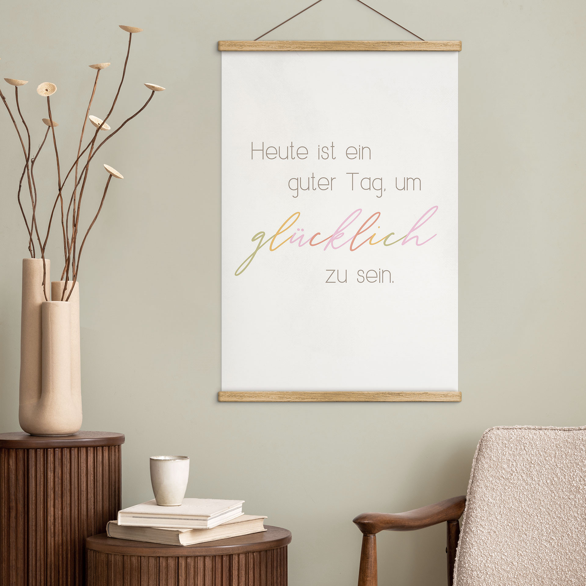 Stoffbild Heute ist ein guter Tag um glücklich zu sein