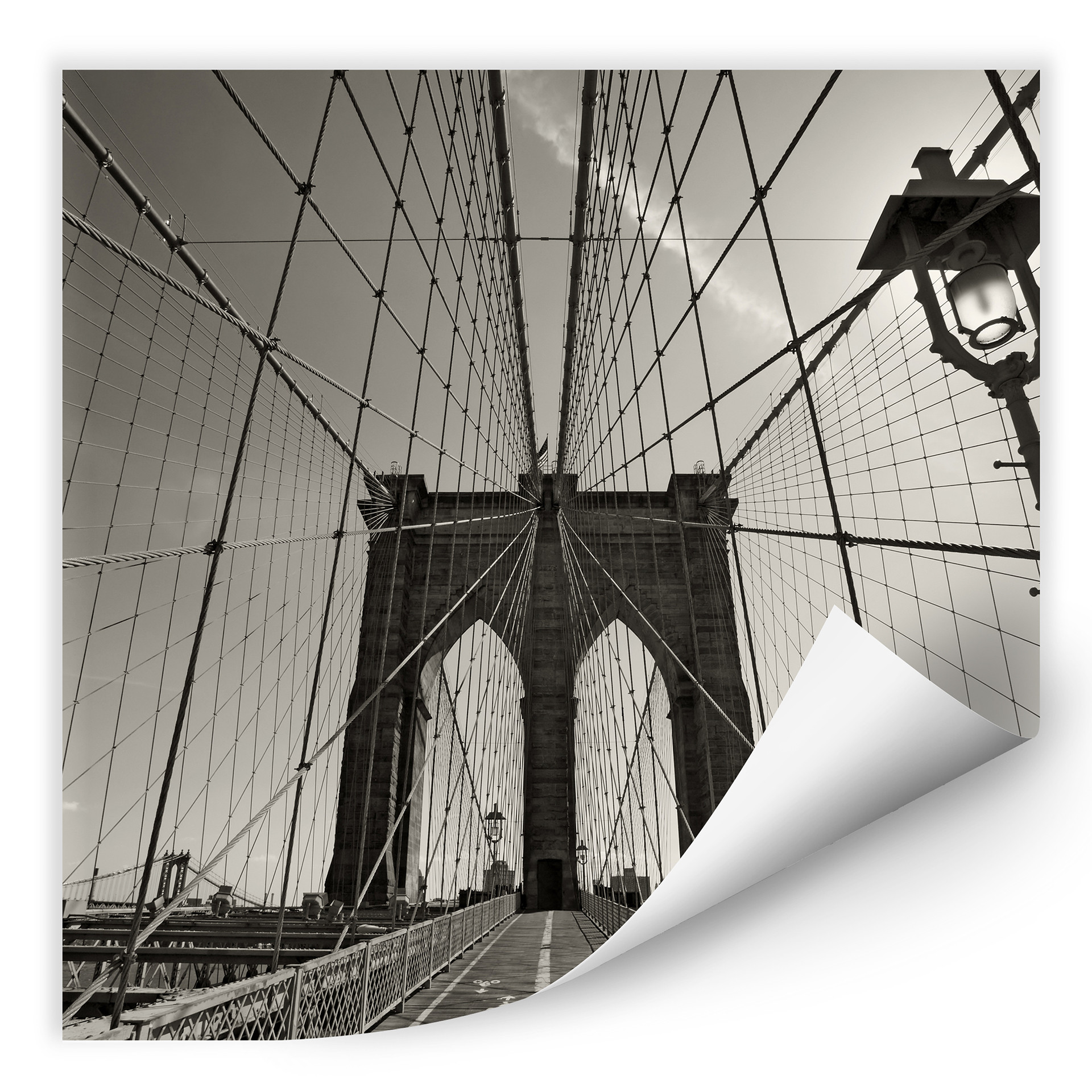 Wallprint W - Brooklyn Bridge Perspektive - quadratisch