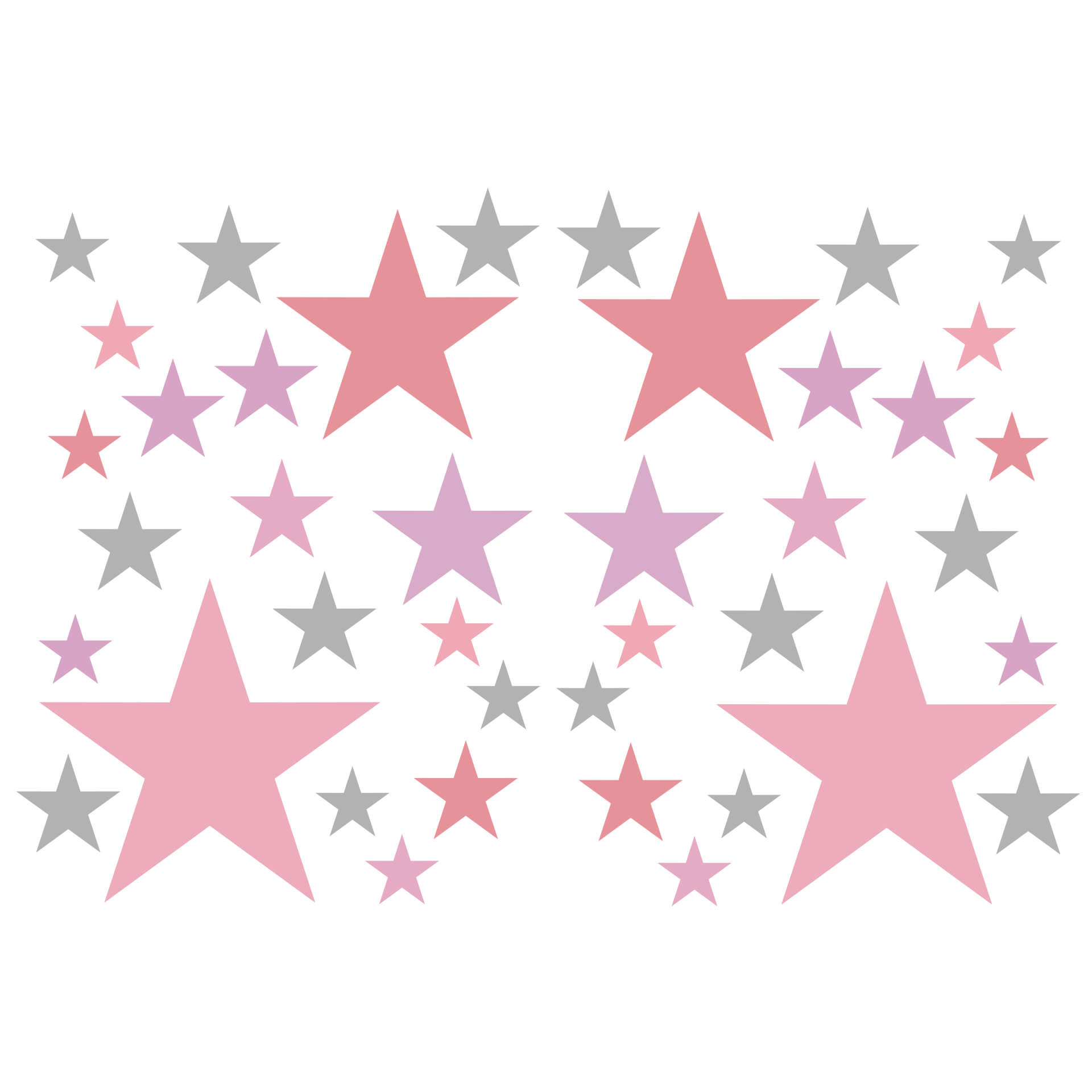 Wandtattoo Sterne Set - pastellrosa & grau - 42x30 cm