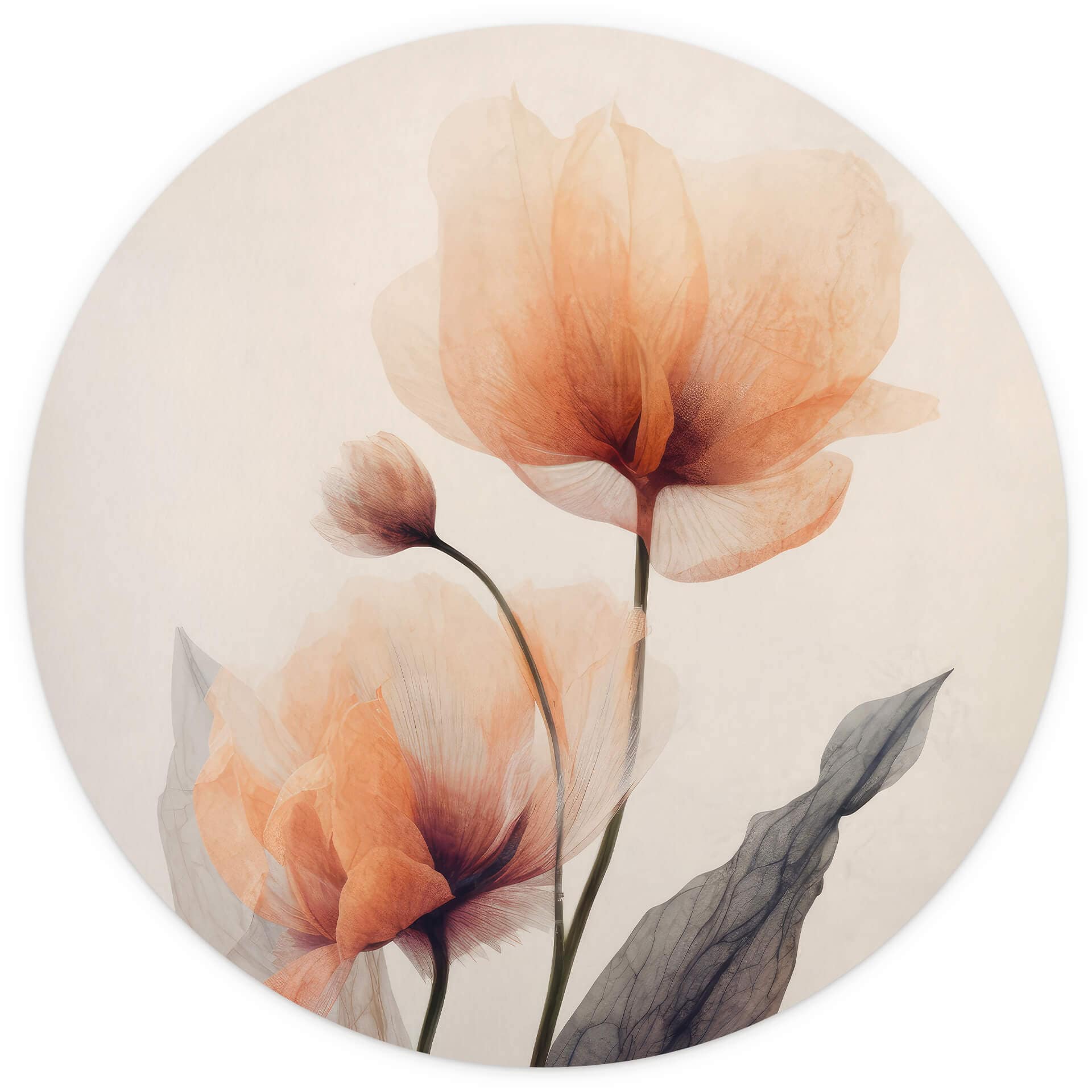 Behangcirkel Treechild - Delicate Flowers - vliesbehang/zelfklevend vliesbehang
