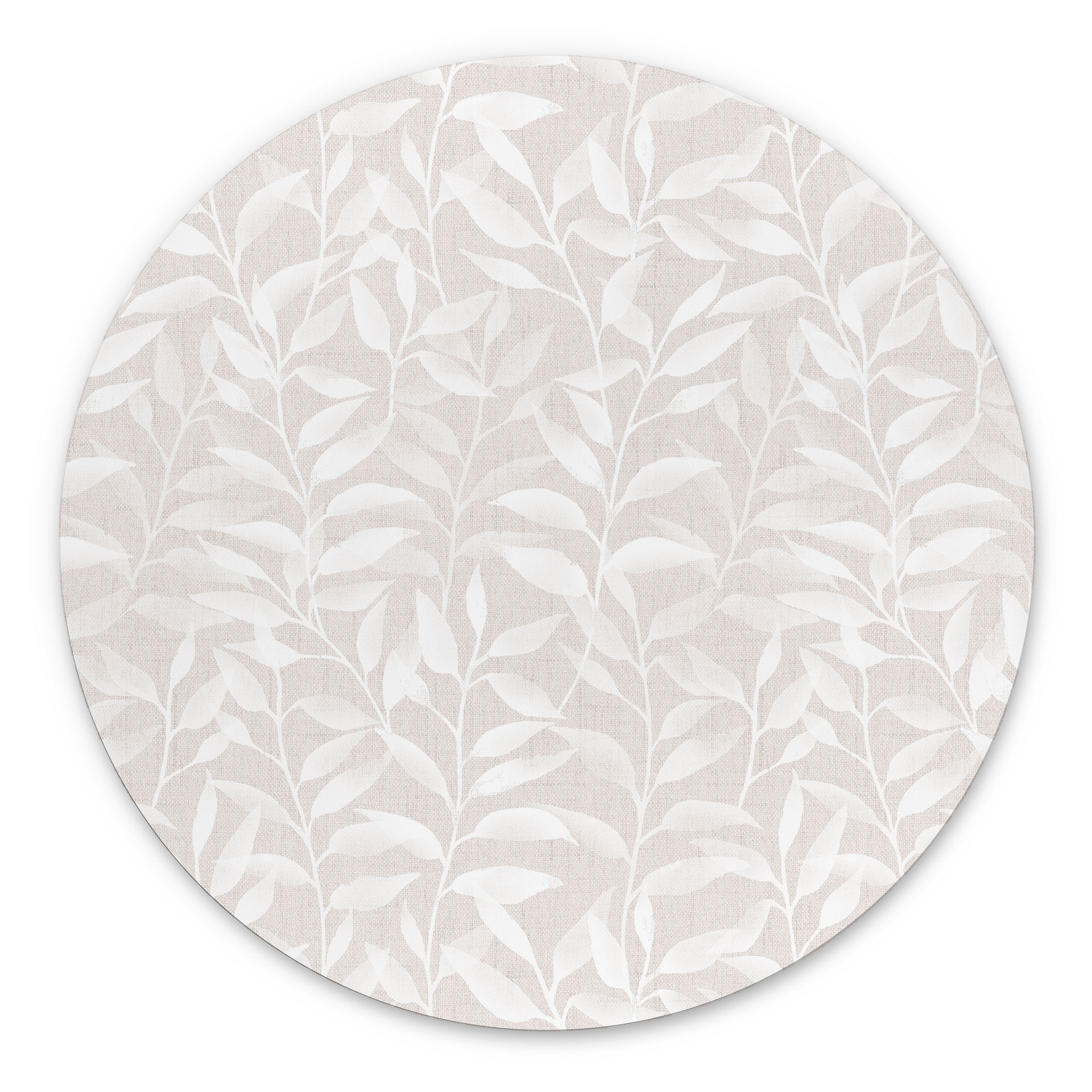 Billede Sarte akvarelblade - Soft Beige - Bloomery Decor - Rund – print på aluminium