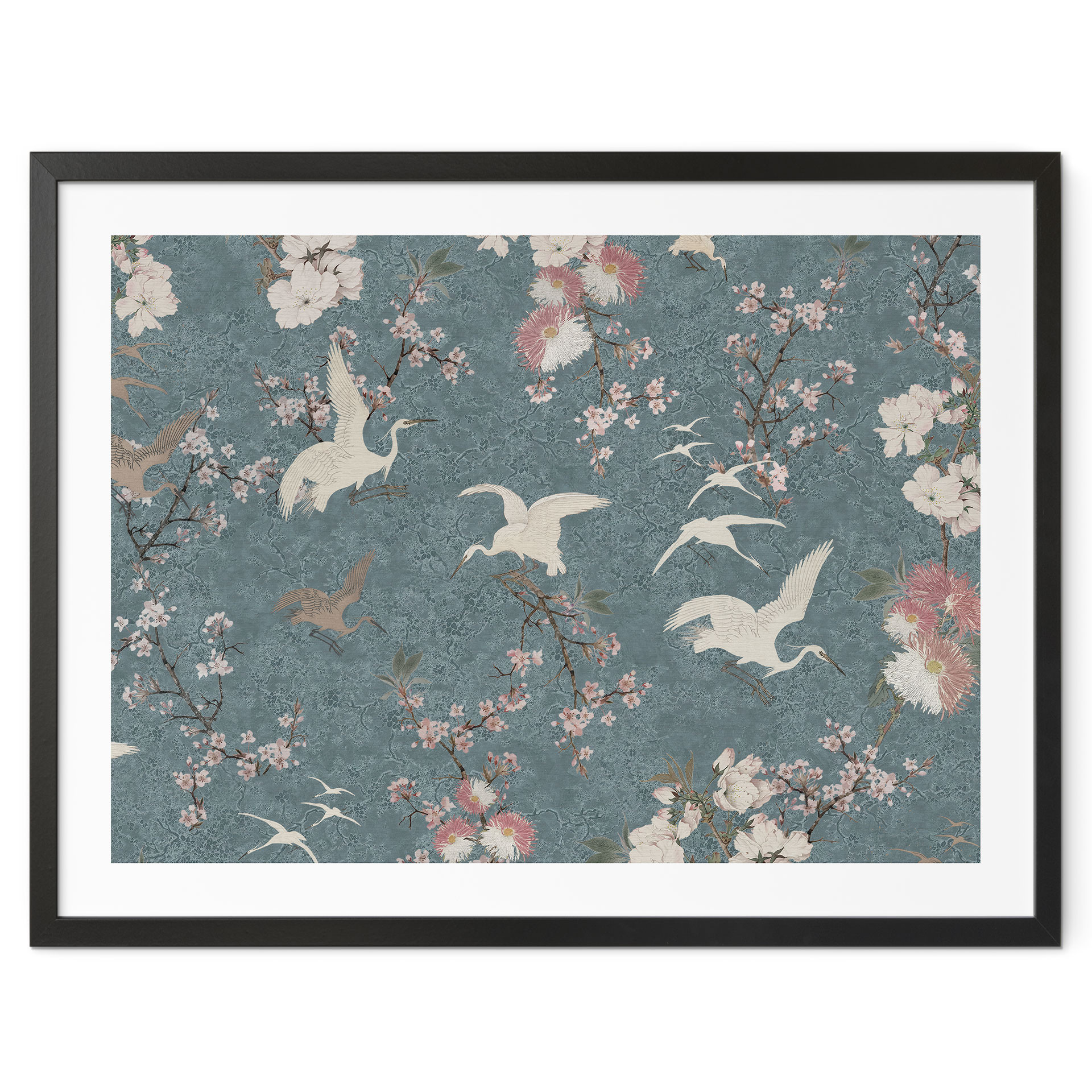 Plakat Żurawie w kolorze Cherry Blossom Rush Blue - Bloomery Decor