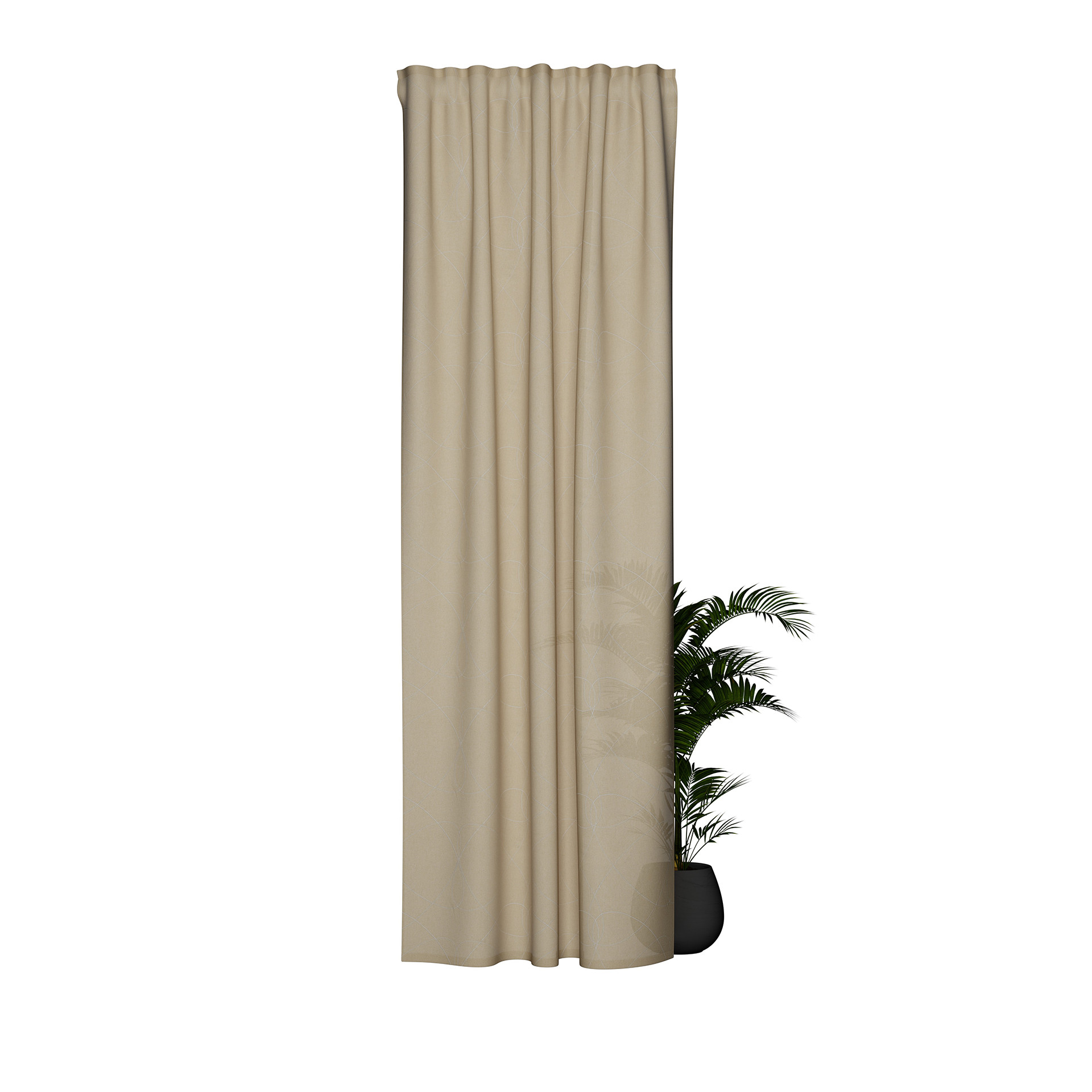Vorhang blickdicht - Schlaufenschal mit Linienmuster - Gardine beige