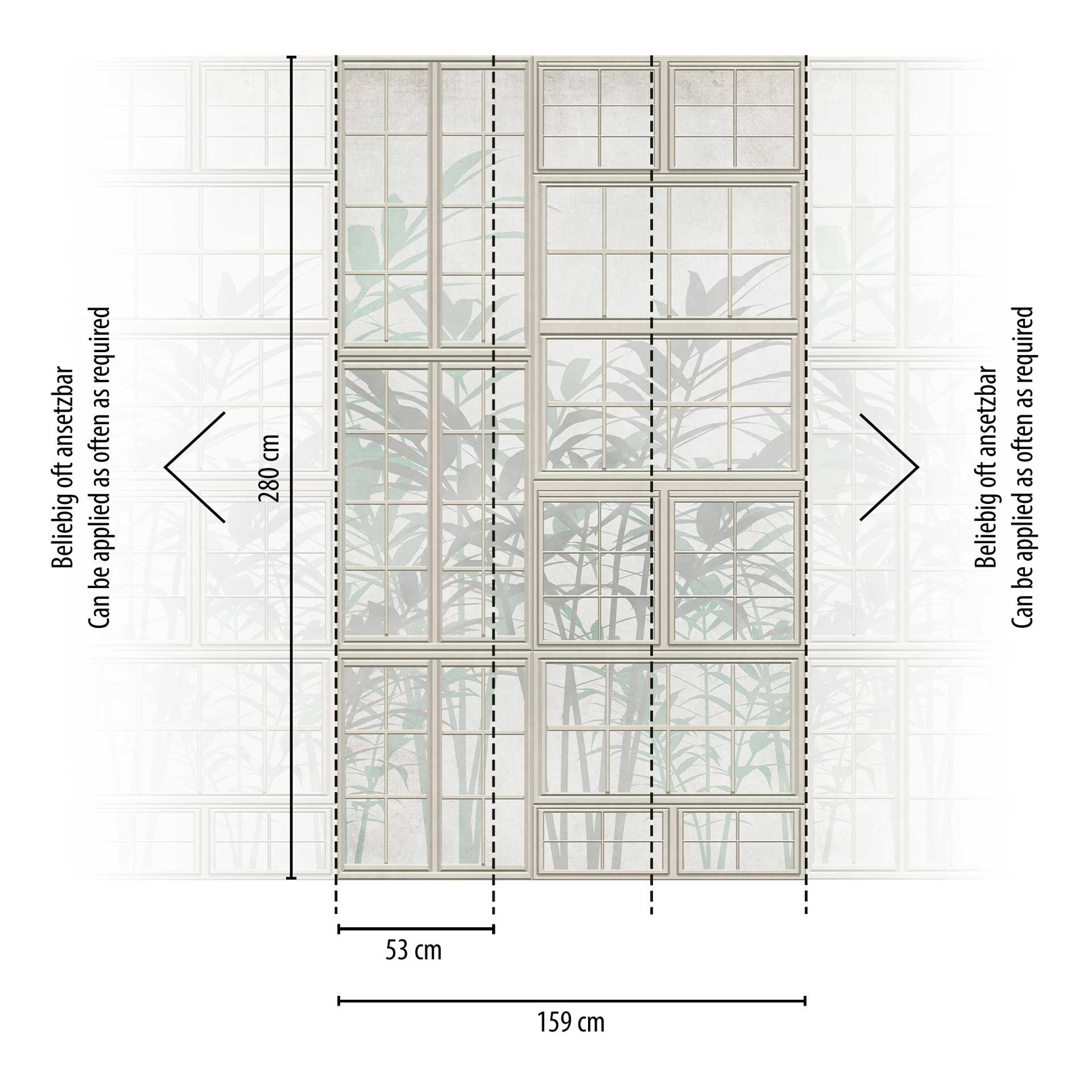 raamschildering met plantenmotief - vliesbehang natuurlook - woonkamer 3D behang