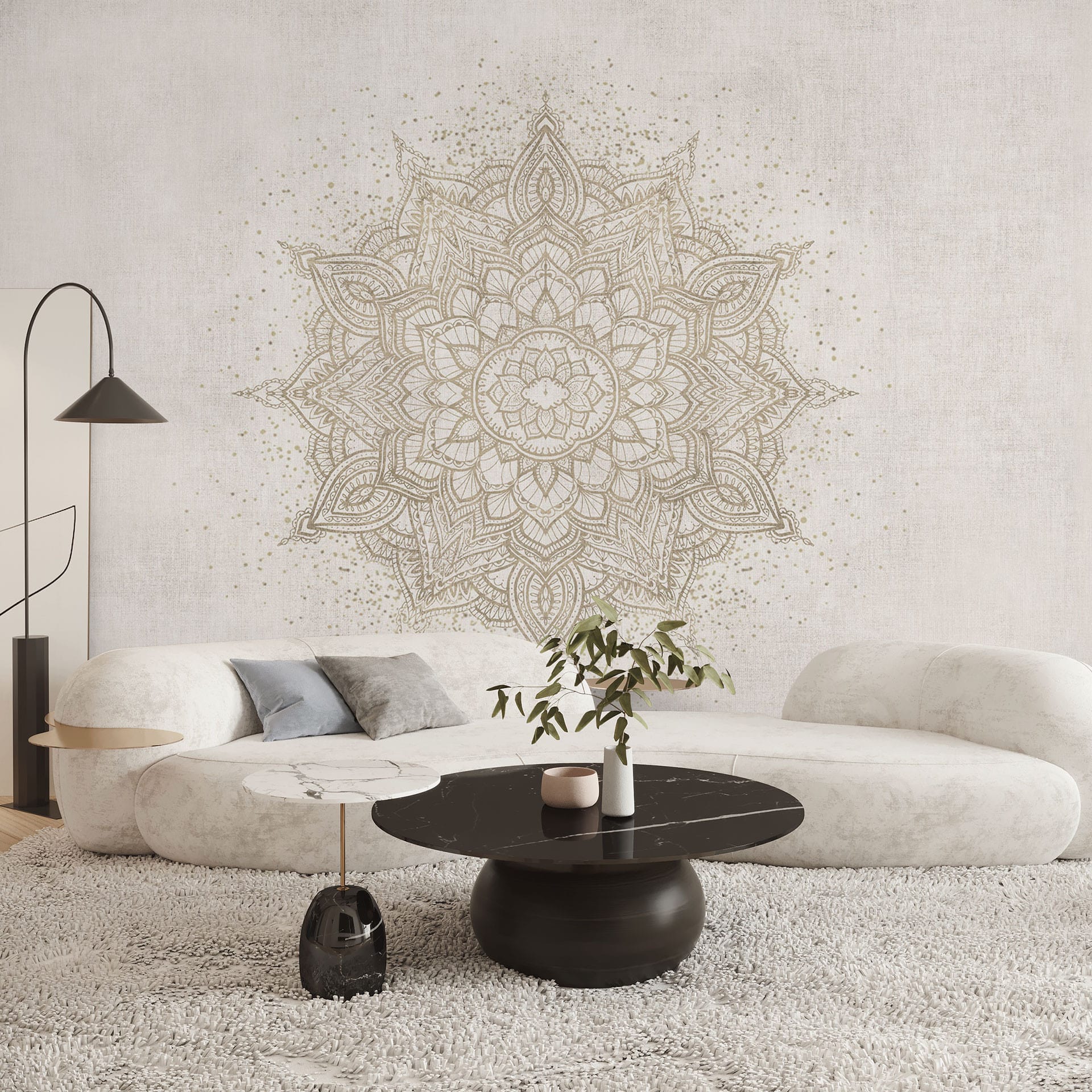 Mandala Fotobehang - Boho ornament in linnen look - Bloomery Decor