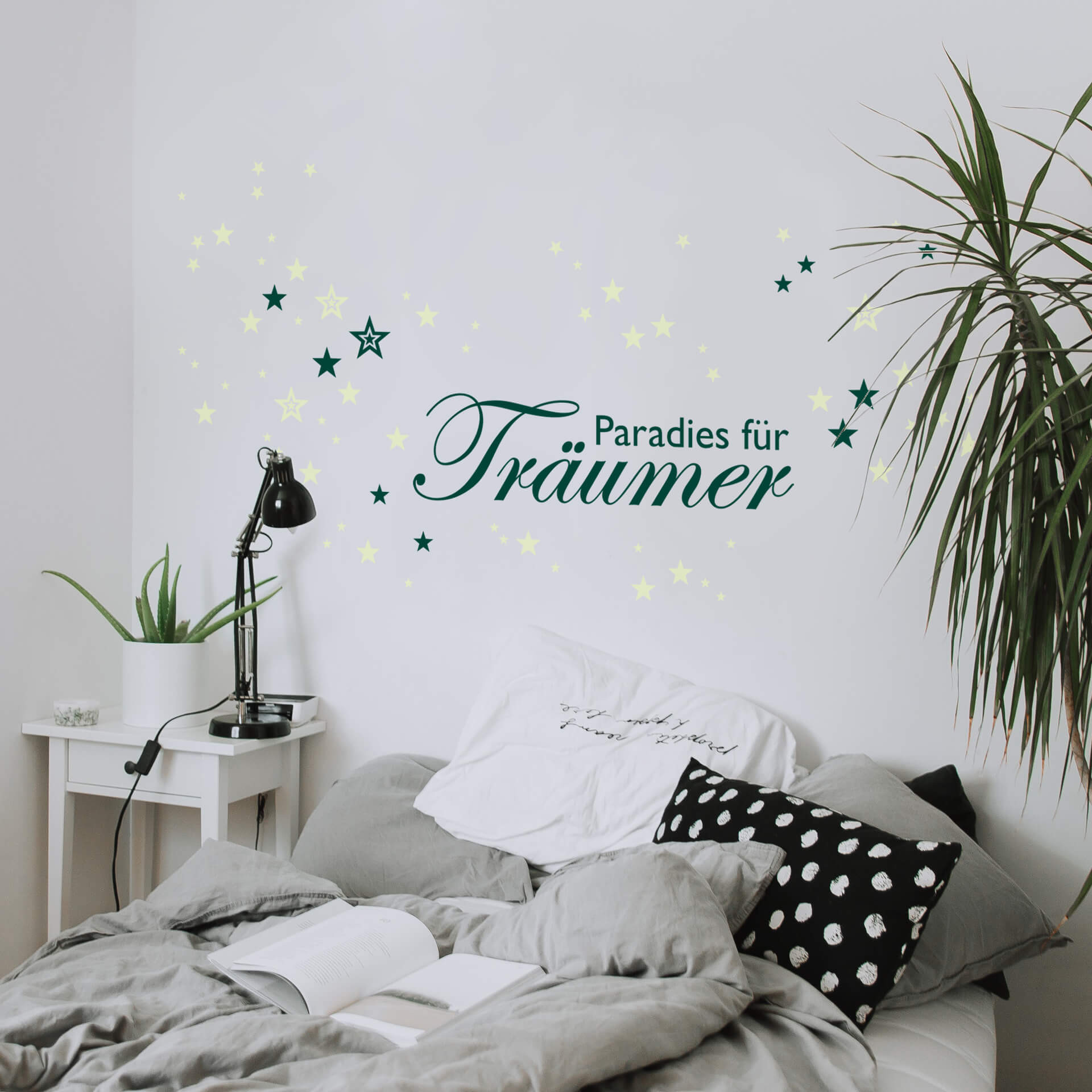 Wandtattoo Paradies für Träumer + Leuchtsterne