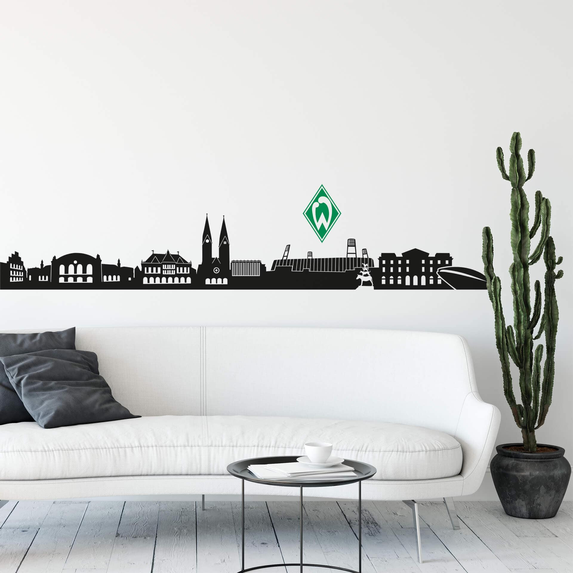 Wandtattoo Werder Bremen Skyline mit Logo farbig