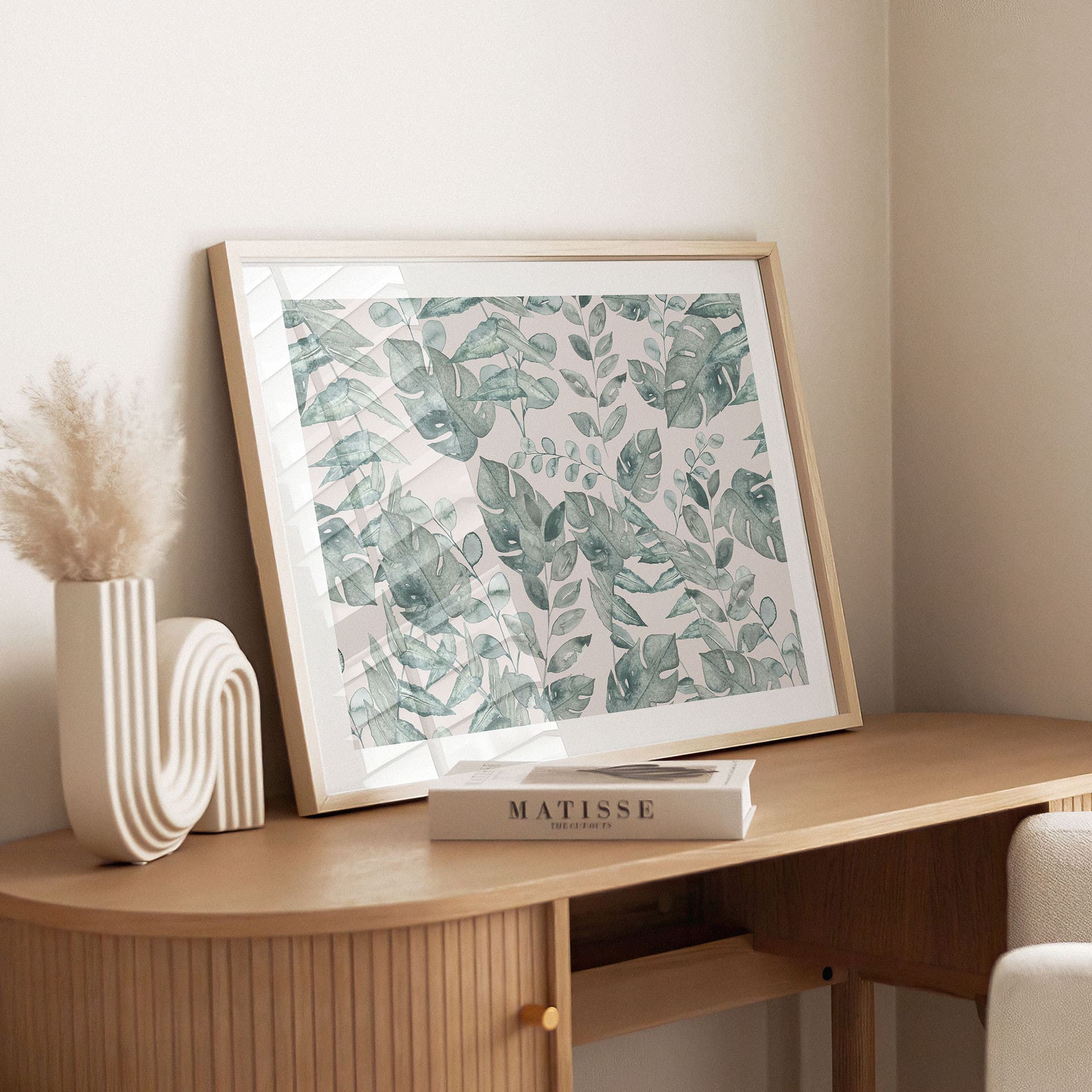 Plakat Plant Jungle Leaves Watercolour Cream - Bloomery Decor