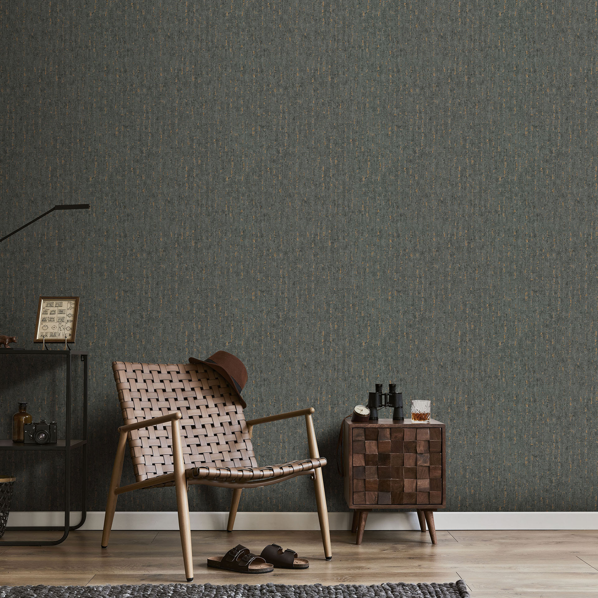 Vliesbehang, behangmuurschildering Secret Garden zwart