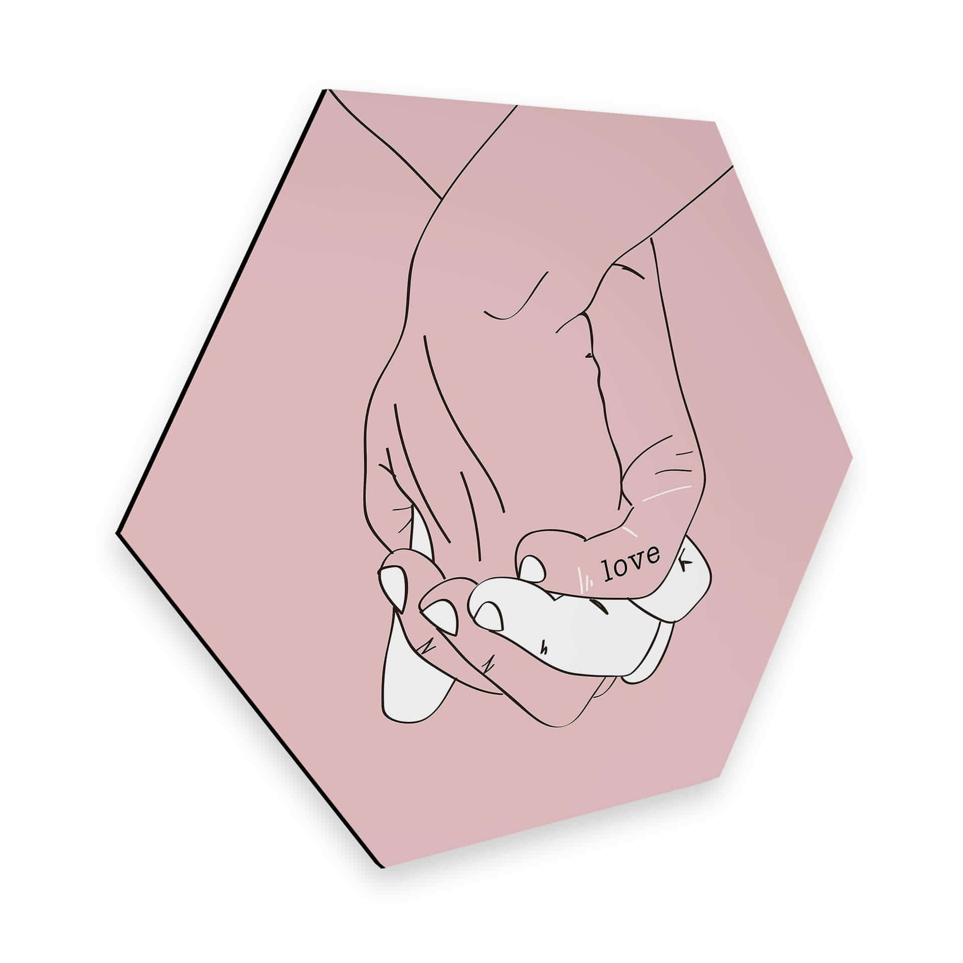 Hexagon Dibond Kubistika - Hand in Hand