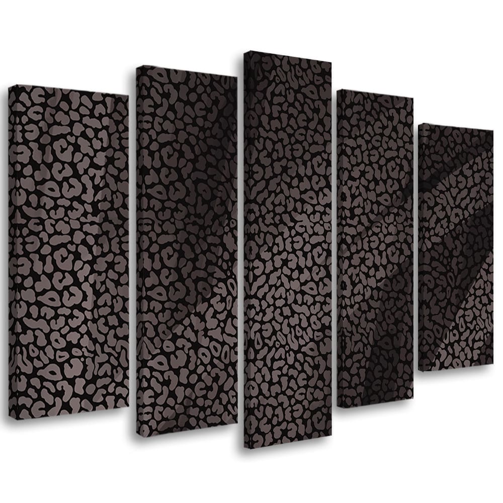 5 stykke lærredsprint, Leopard Leopard Pels Patches Mønster