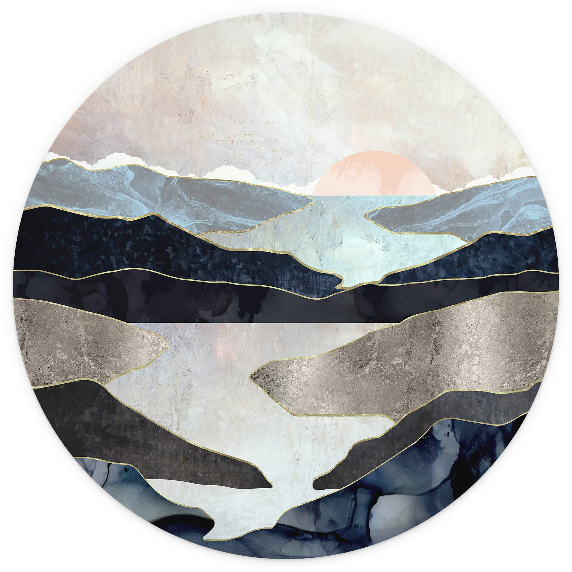 Behangcirkel SpaceFrog Designs - Bergzee - vliesbehang/zelfklevend vliesbehang