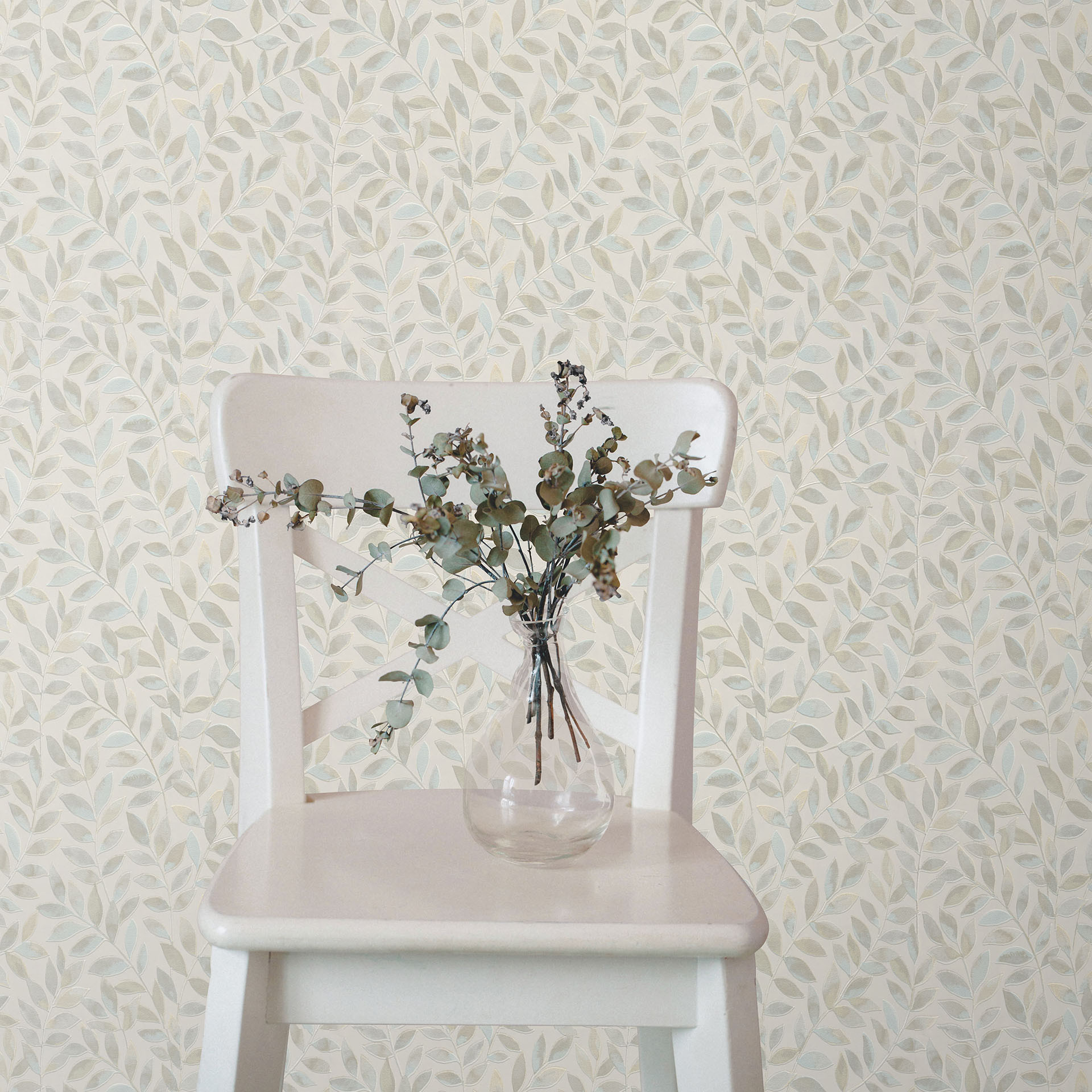 Bladmotief behang Opus beige