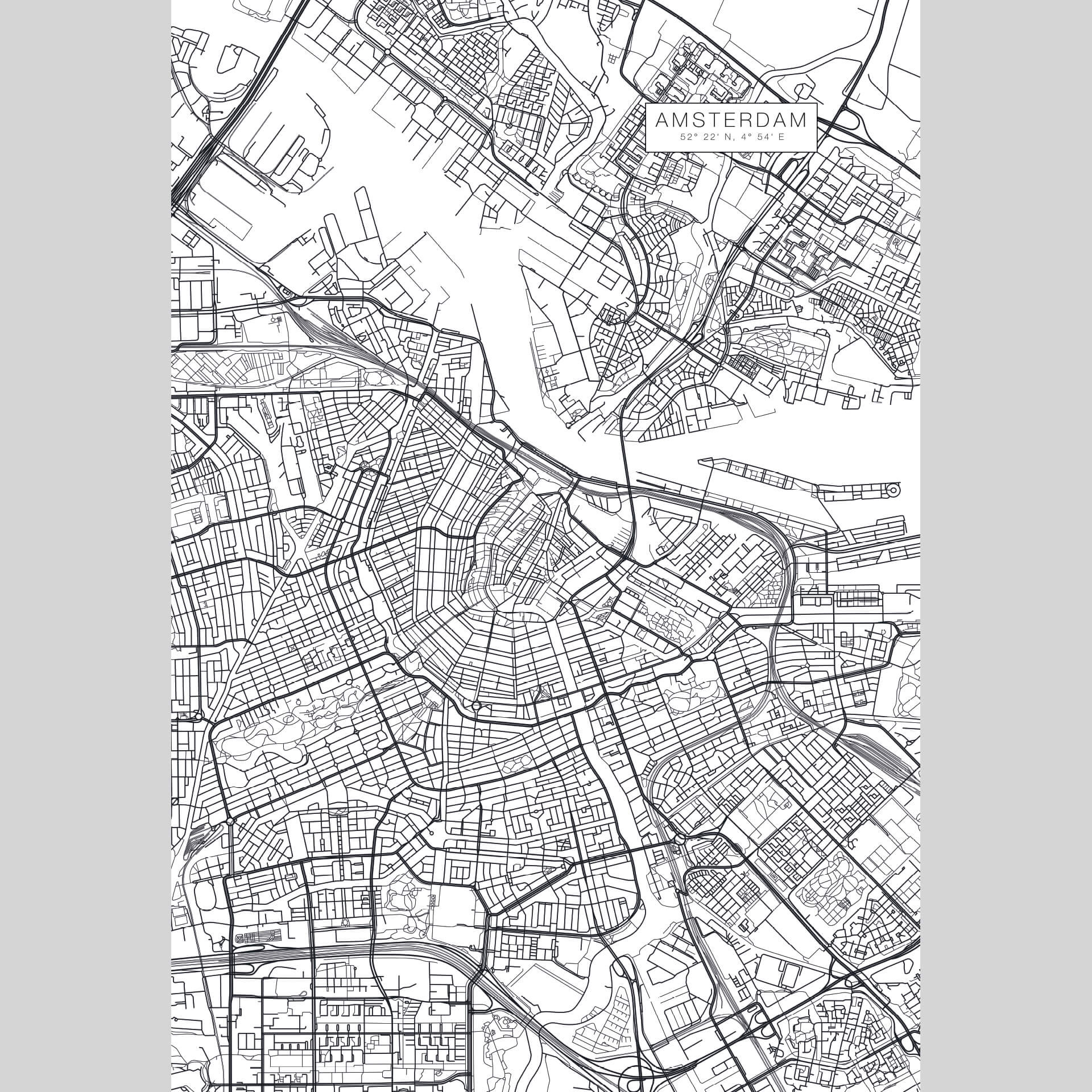 Fotobehang Plattegrond Amsterdam