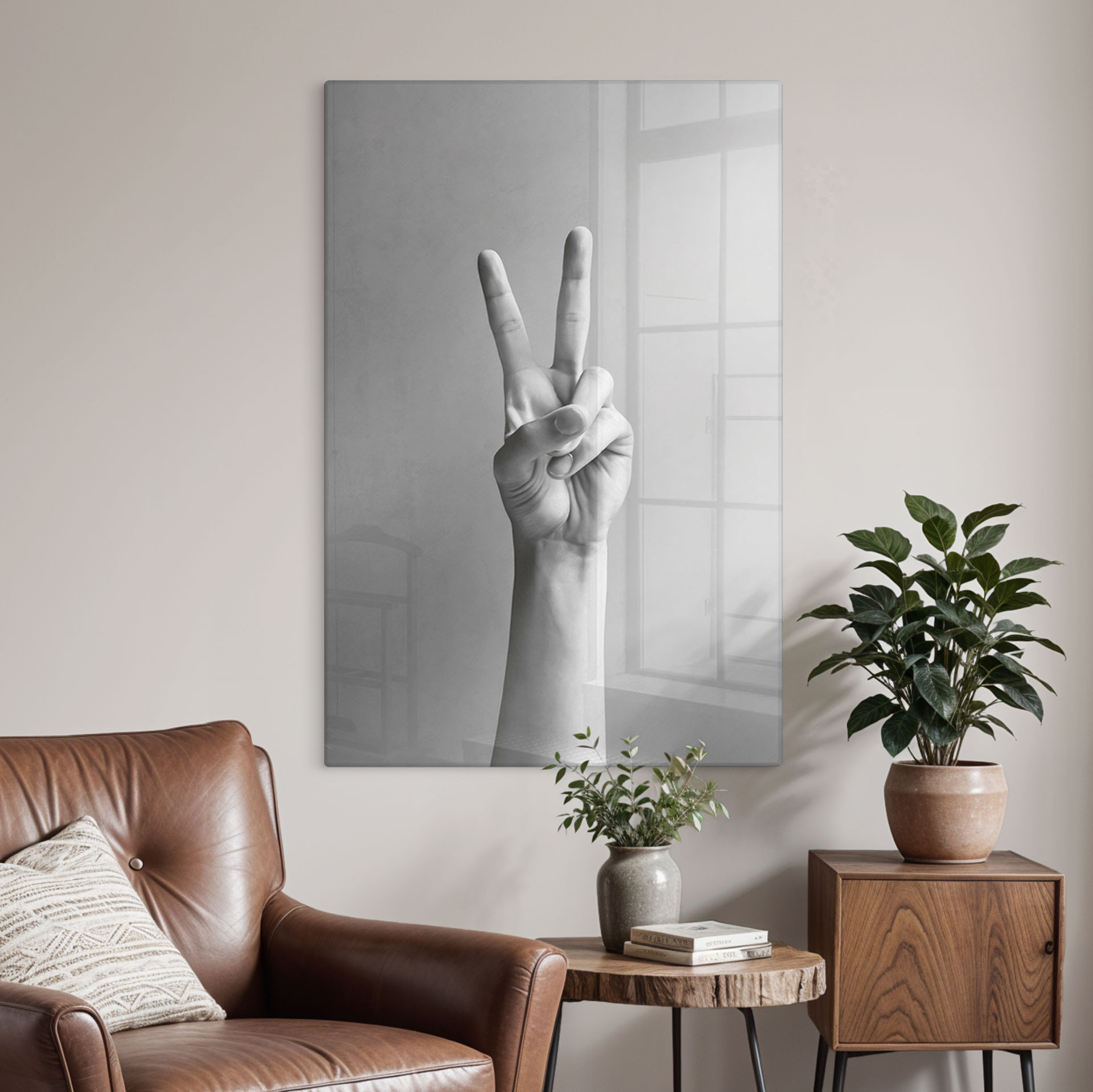 Glasbild Victory Hand - Zeichen des Friedens und Sieges - Bühler