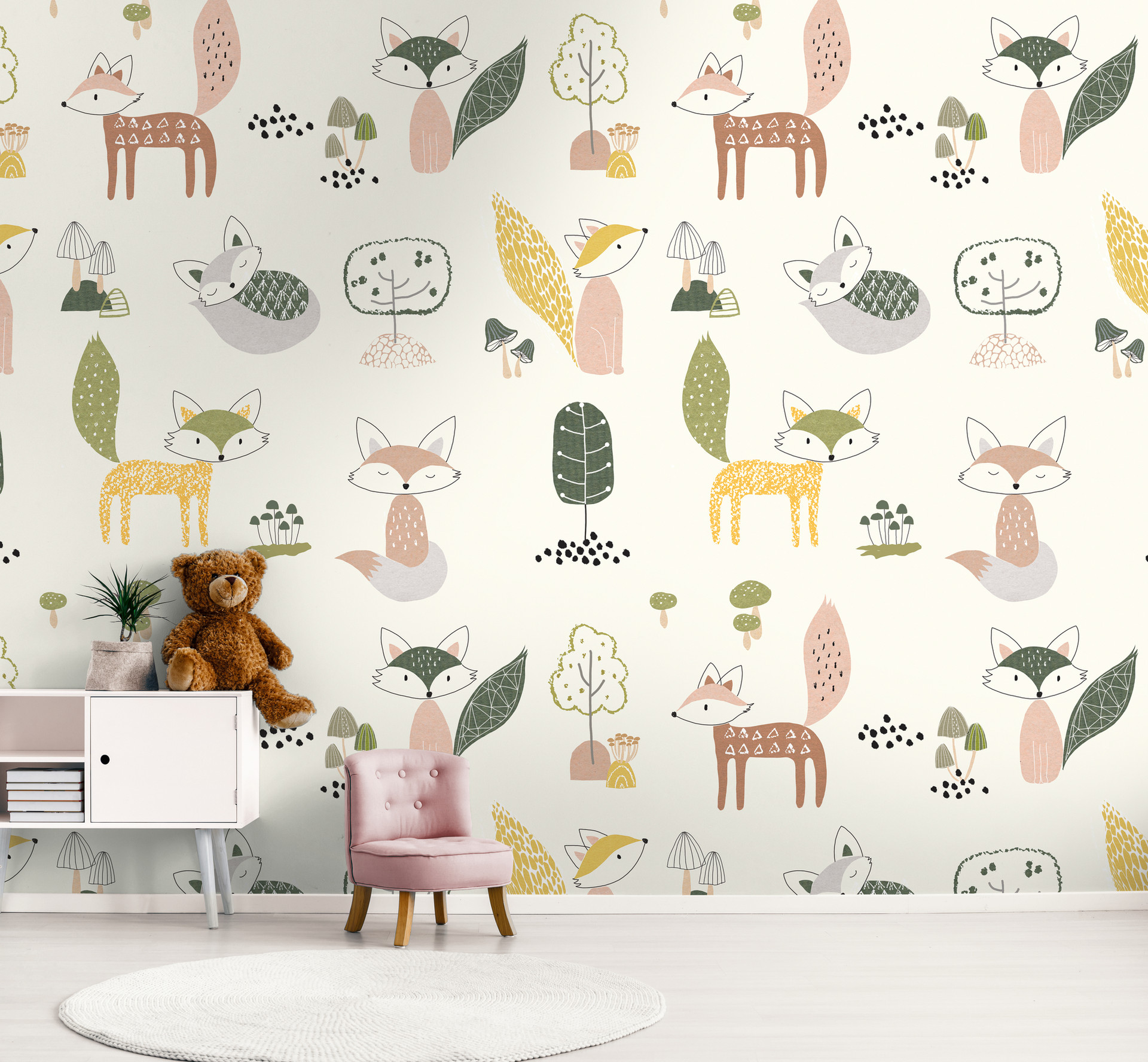 kinderkamer behang kleurrijk crème - vliesbehang kunst voor kinderen Livingwalls - mat en glad