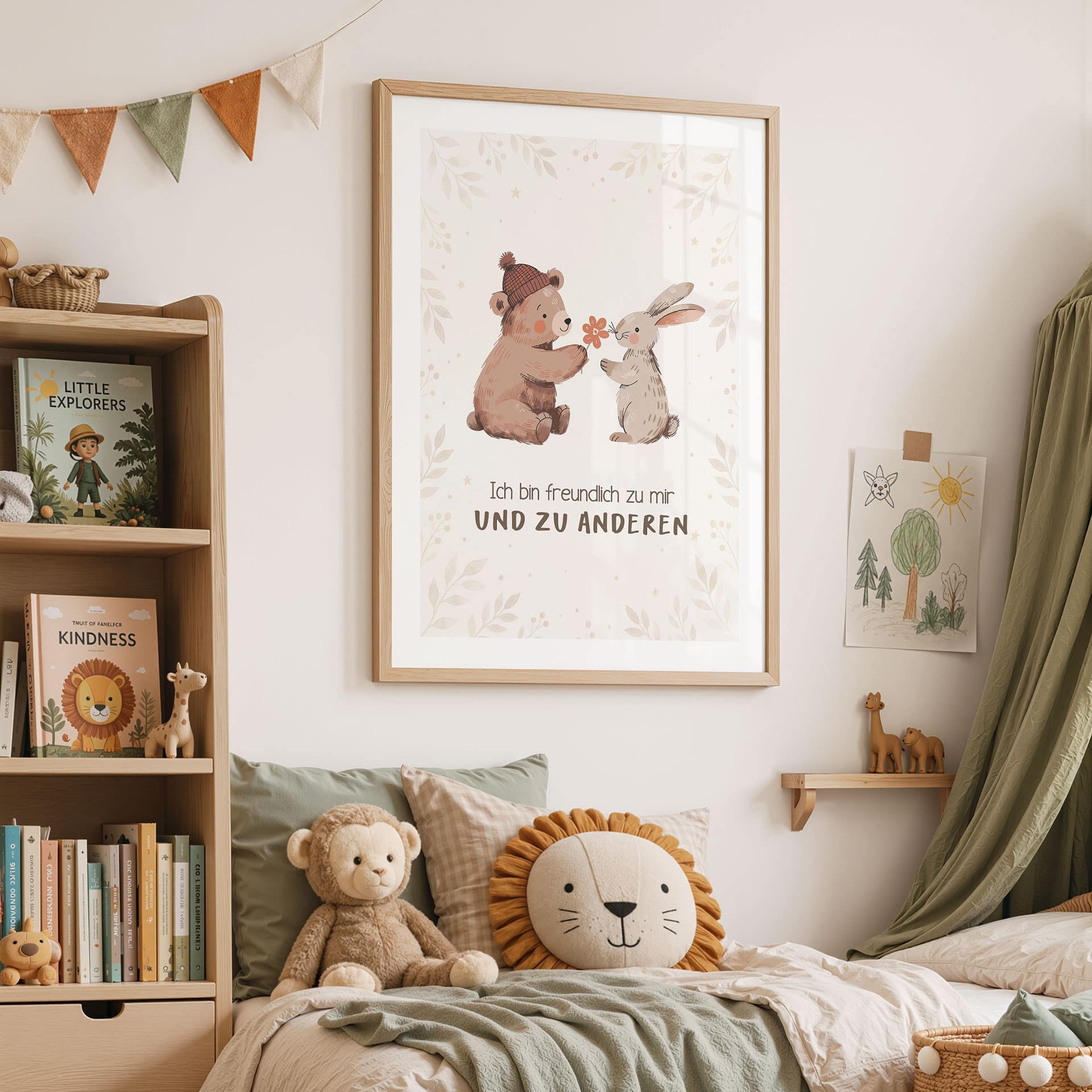 Kinder-Poster 'Ich bin freundlich' mit Bär und Hase