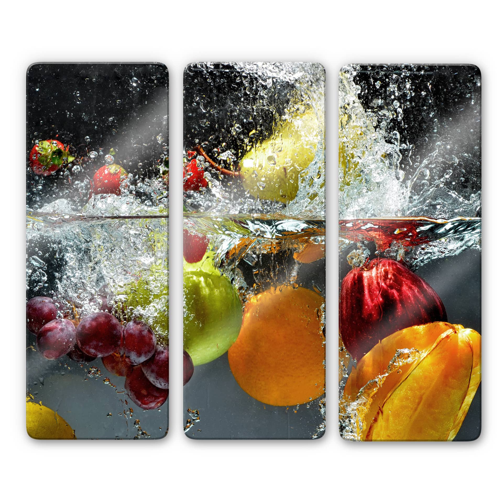 Tableau en verre - Fruits frais (tryptique)