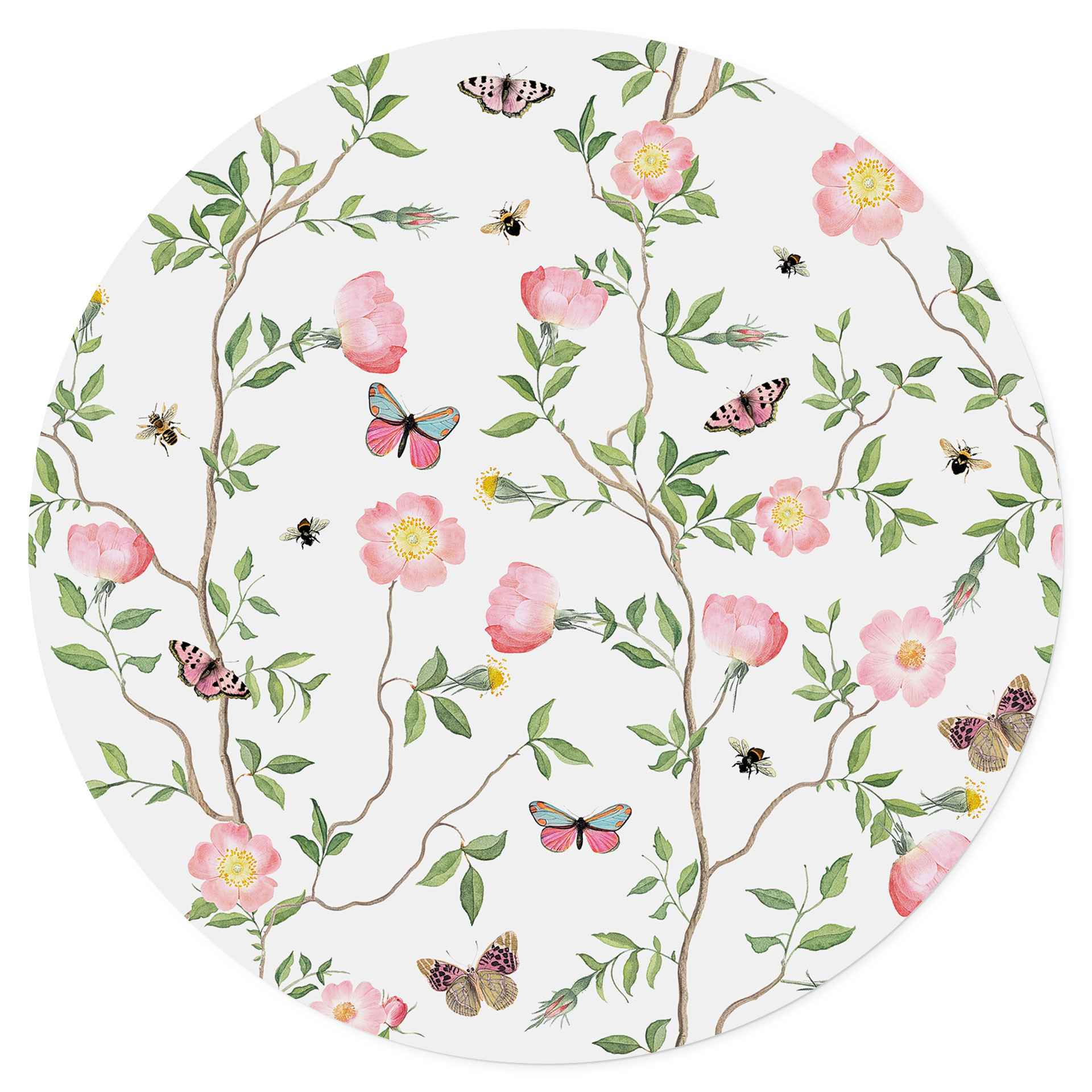Sticker mural Hellébores roses au printemps - UN Designs - Rond