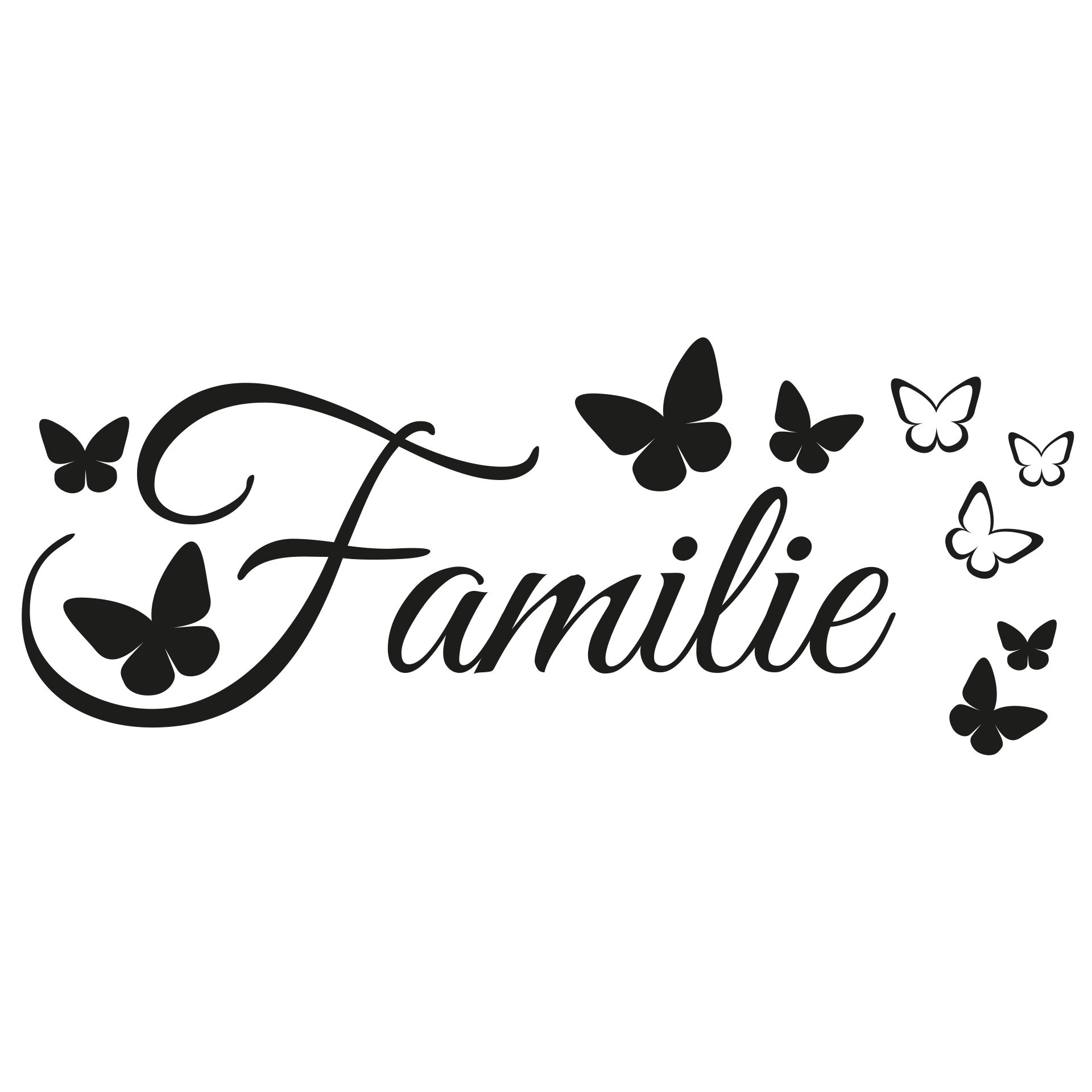 Sigende Wallsticker familie med sommerfugle | stue væg tatovering