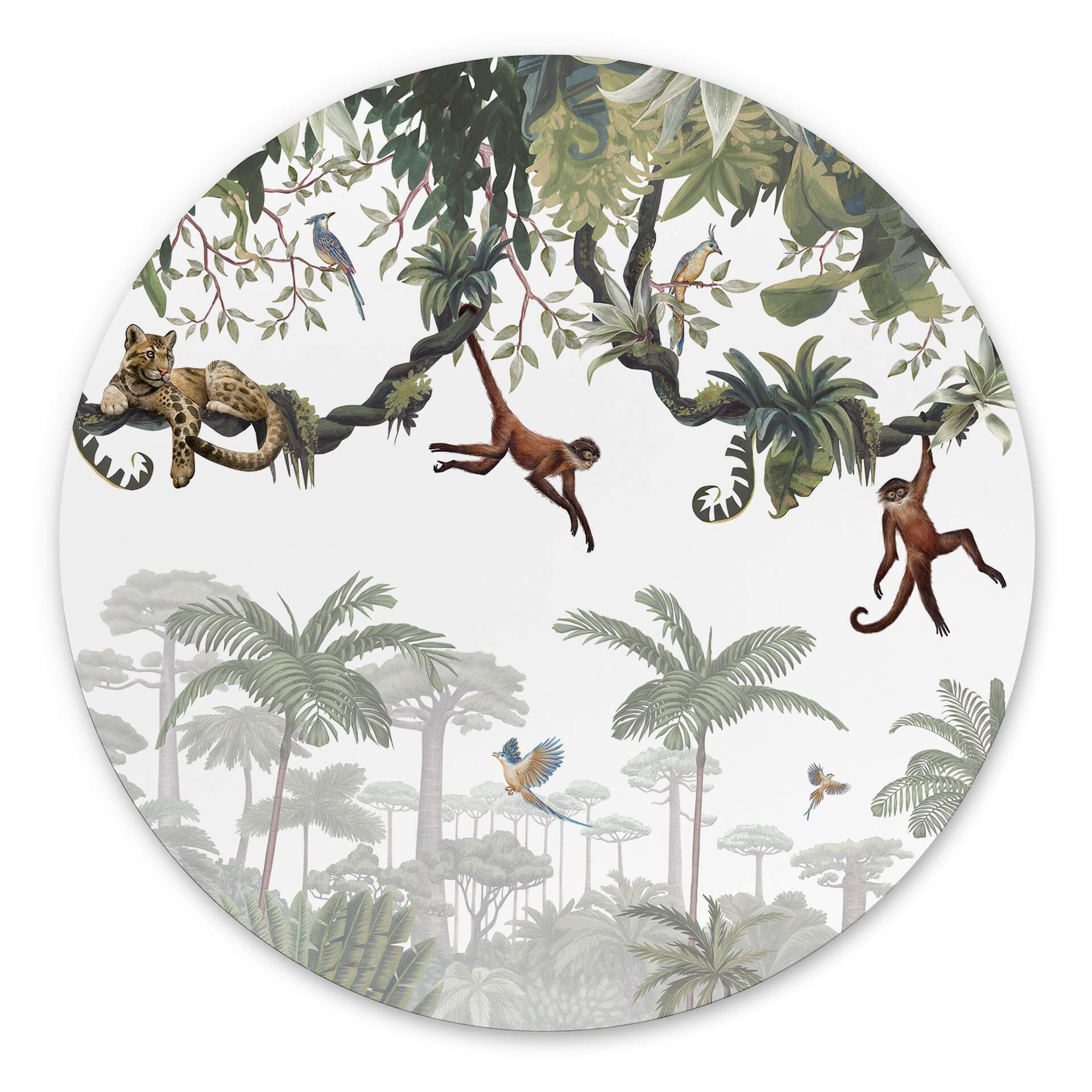 Tableau sur alu-Dibond rond Kikki Belle - Singes coquins
