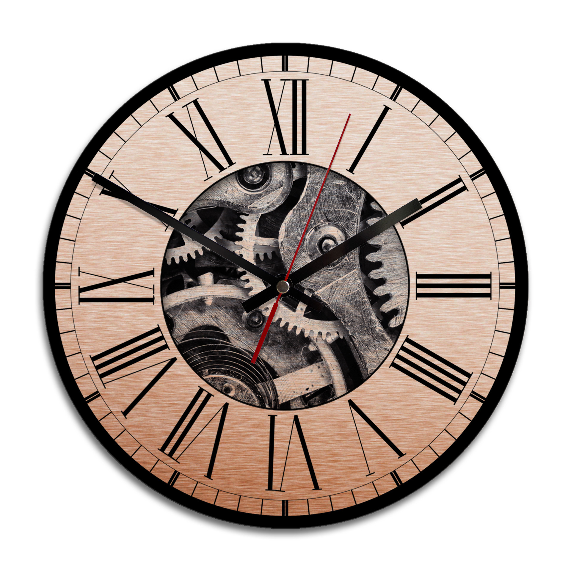 Wandklok Alu-Dibond met Kopereffect 02