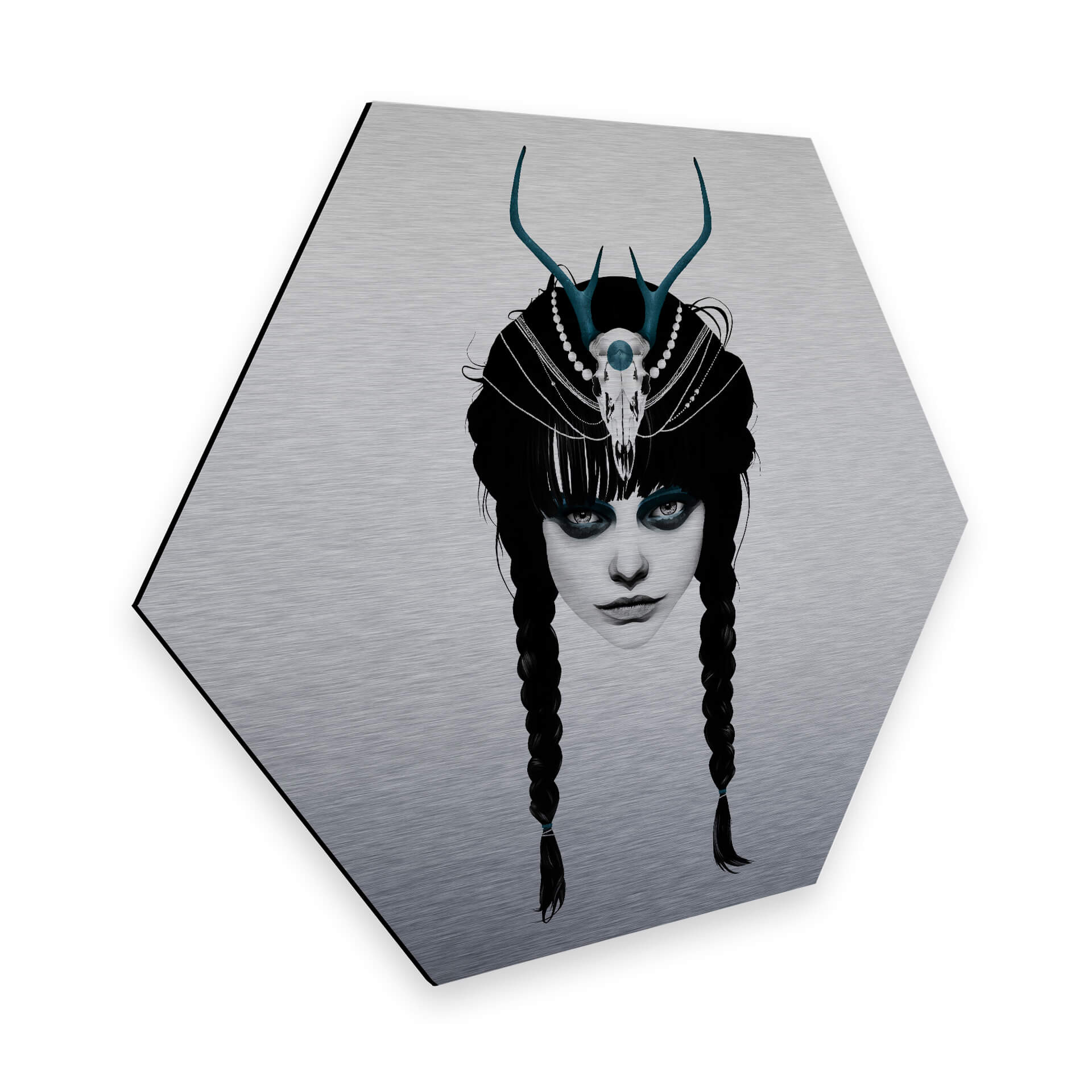 Hexagon - Alu-Dibond mit Silbereffekt Ireland - Wakeful warrior