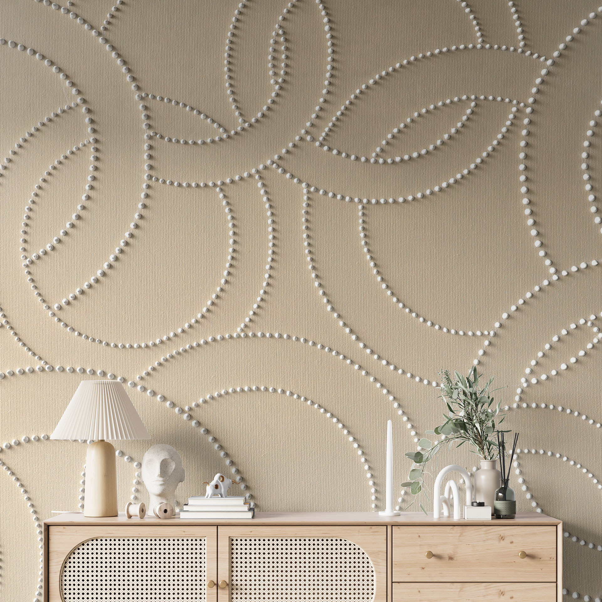 Abstracte ringen beige | Geometrische Fotobehang - Grande