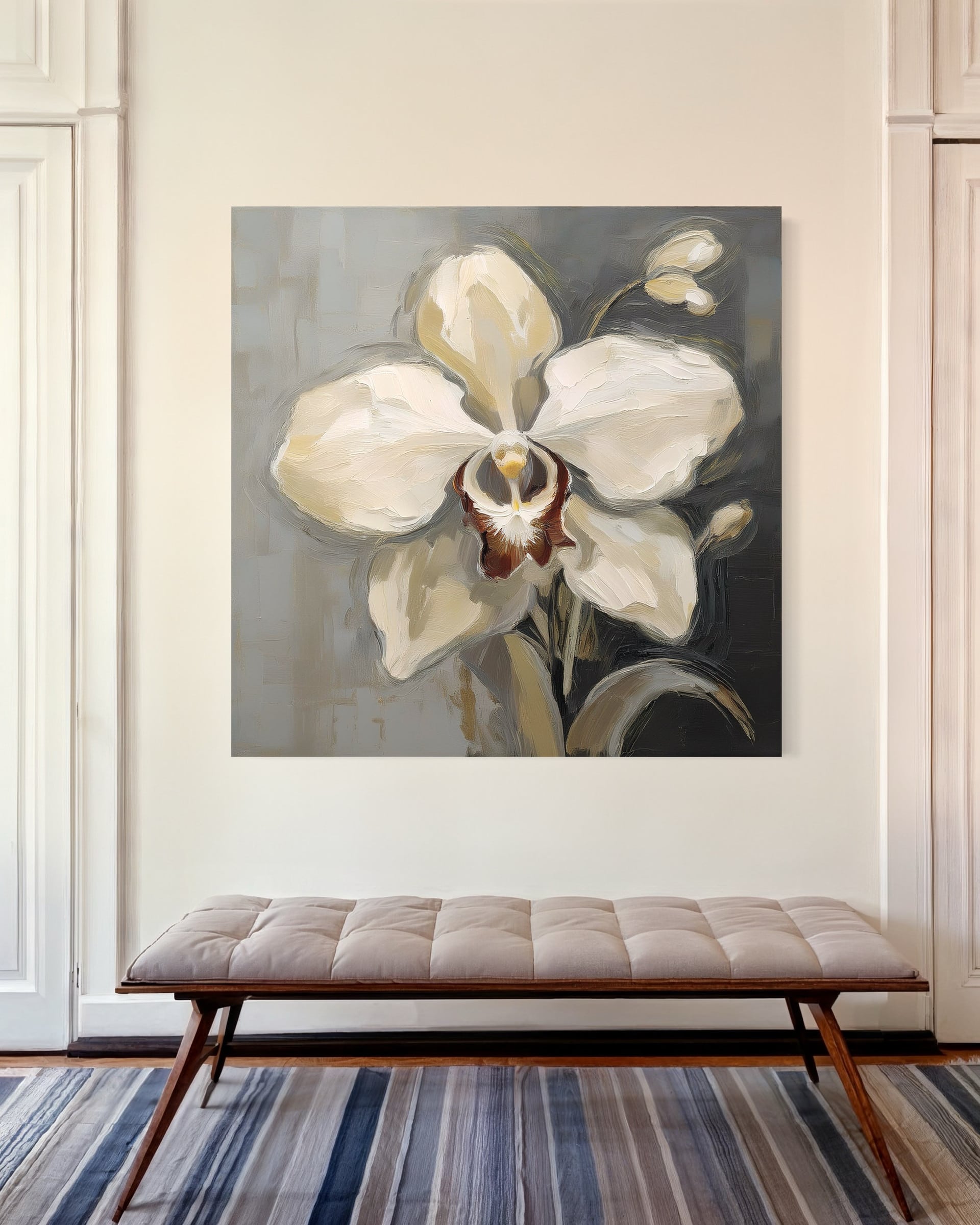 Leinwandbild Weiß bemalte Orchidee