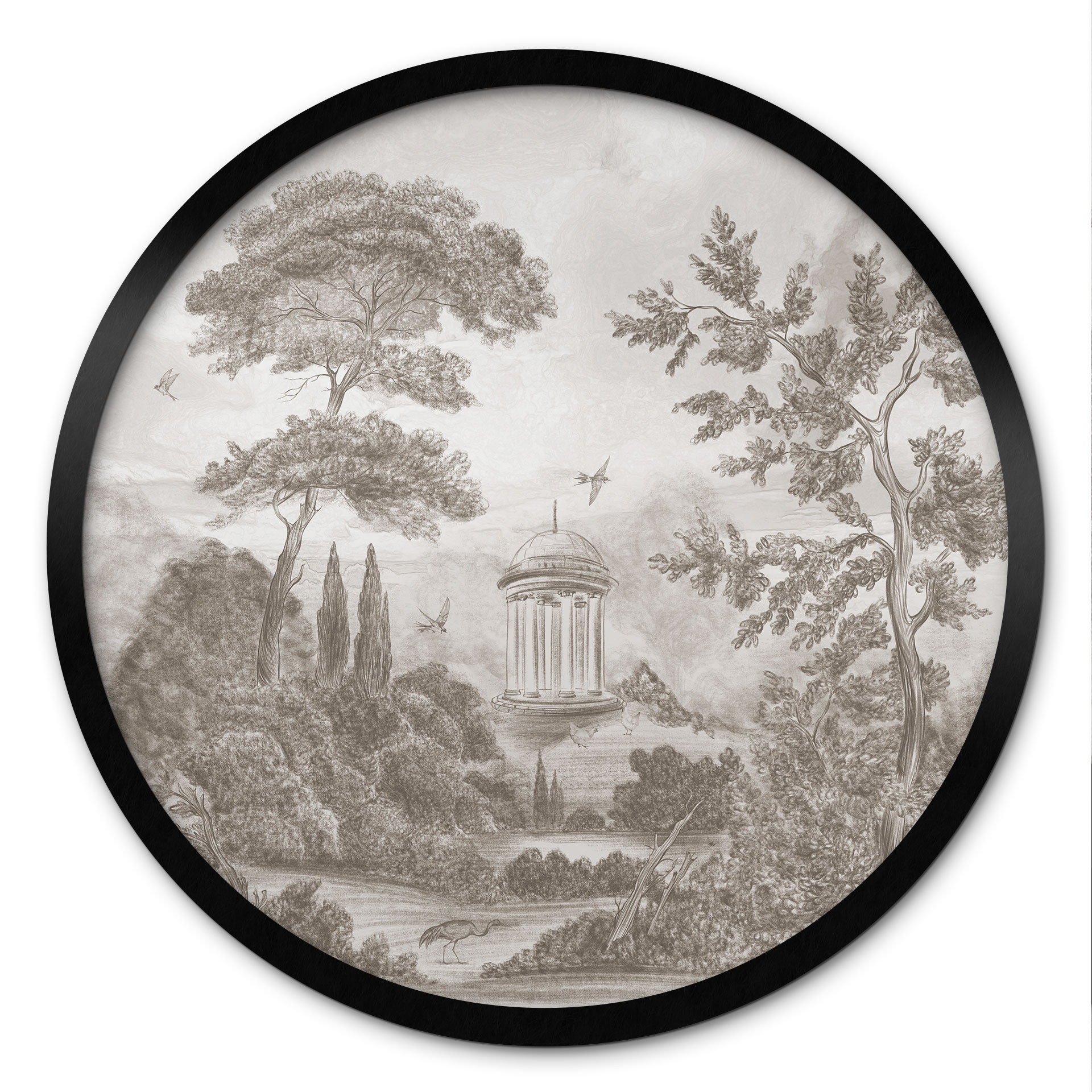 Poster Landschaft mit Gartenlandschaft in Beige - Ms Tiff - Rund