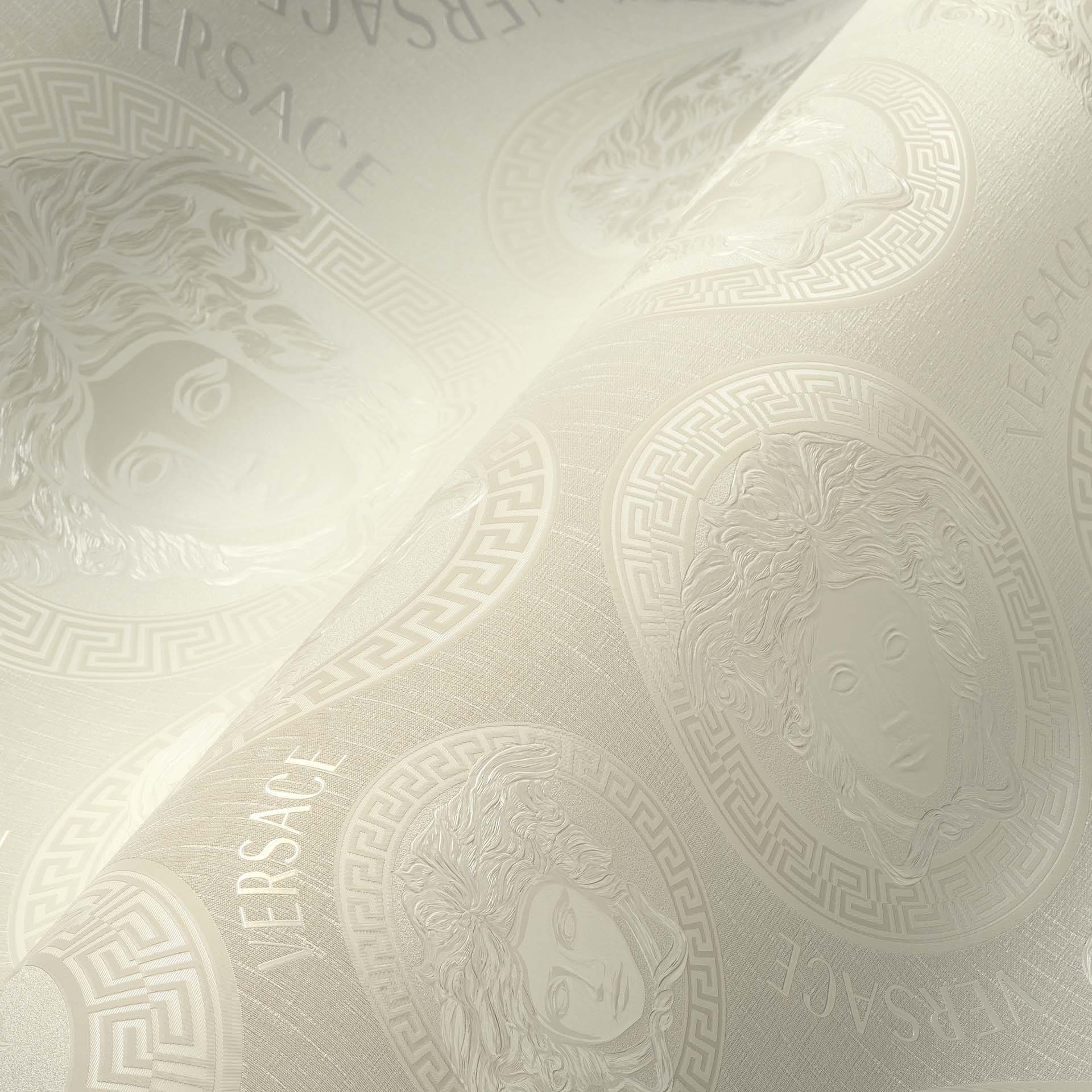 Versace Home Luxe Behang Medusa Hoofd Wit met Goudkleuren